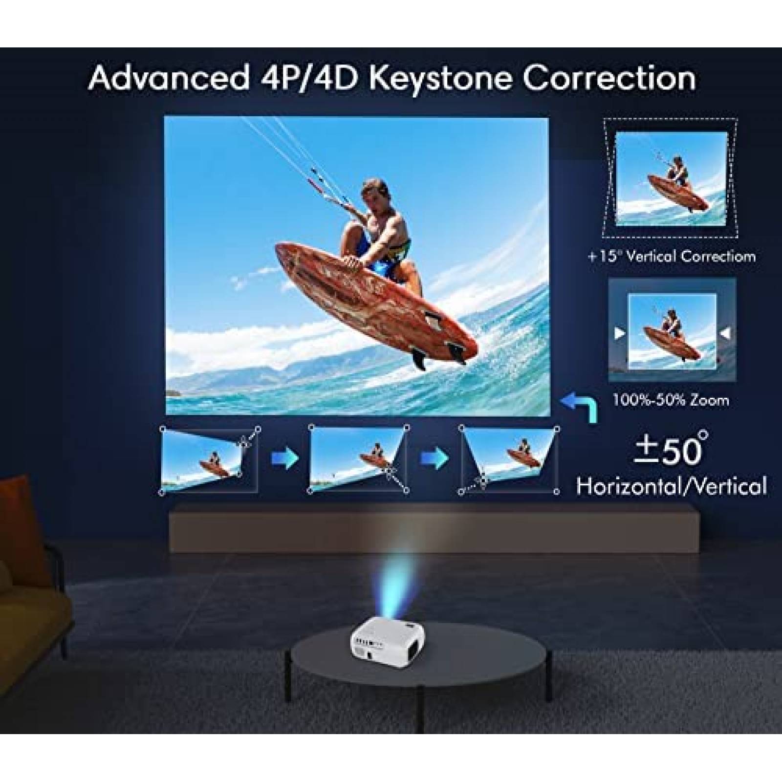 Proyector Xiaoya Bluetooth 5G WiFi 4K 15000L -Blanco