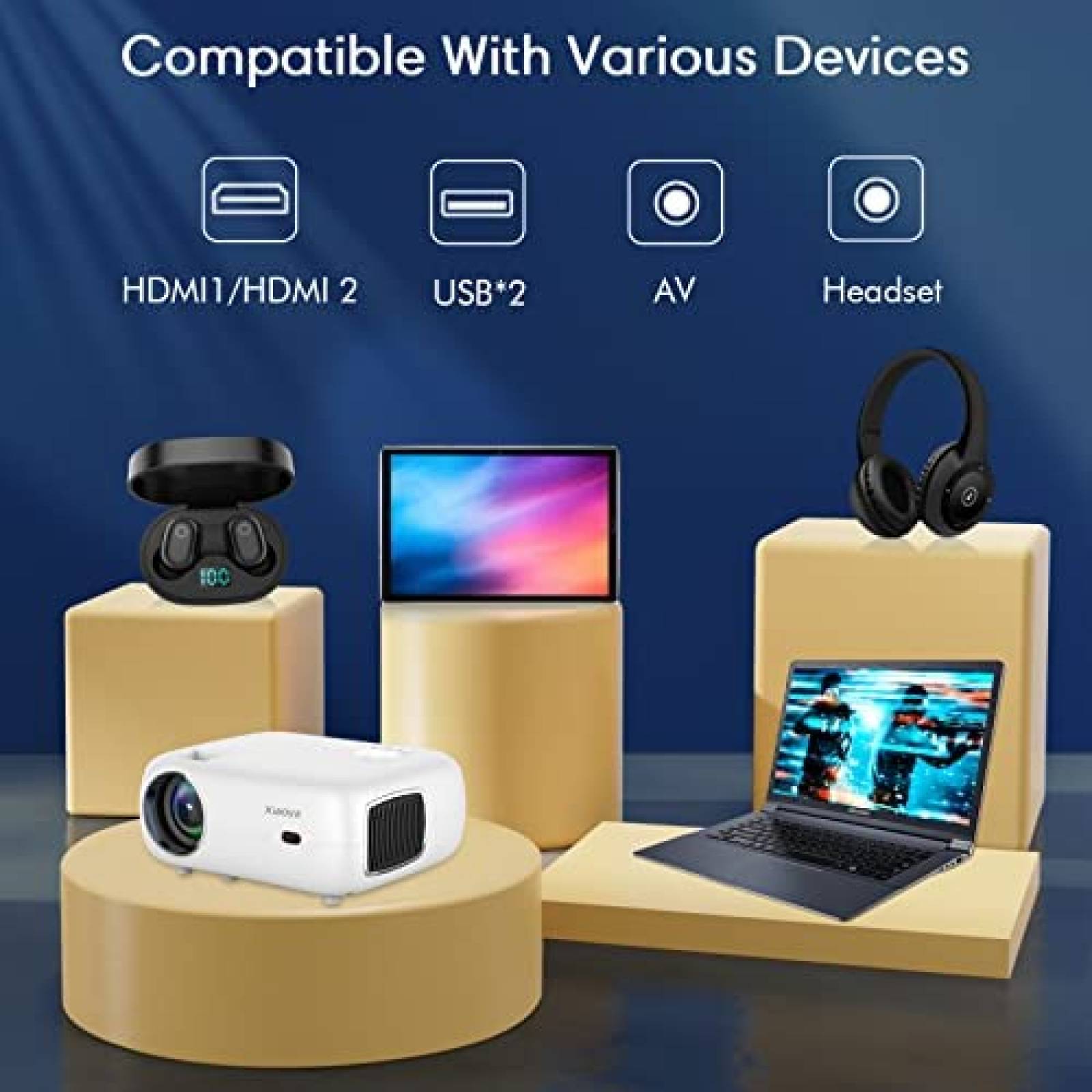 Proyector Xiaoya Bluetooth 5G WiFi 4K 15000L -Blanco