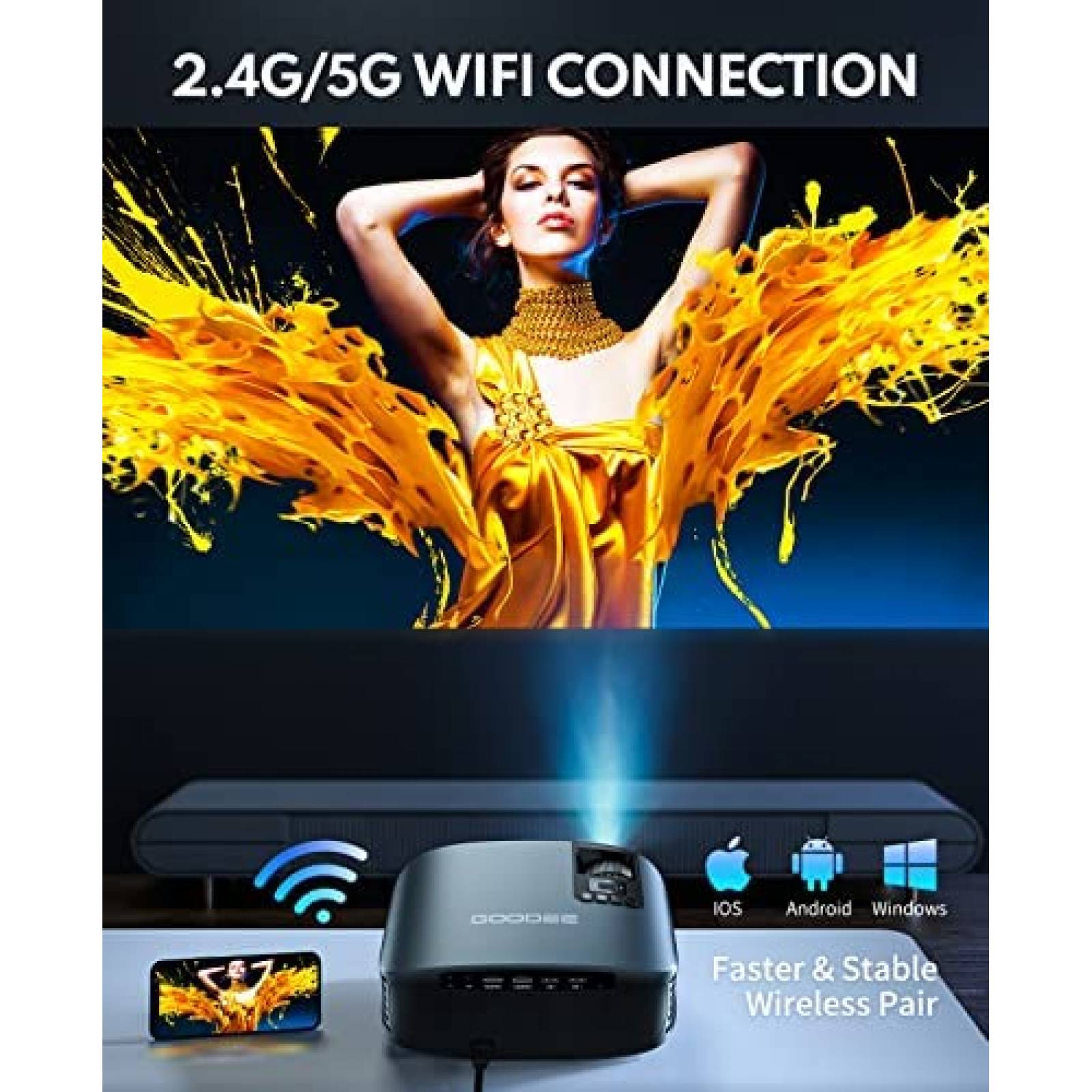 Proyector GooDee YG600 Plus 4K 1080P WiFi Bluetooth Portatil