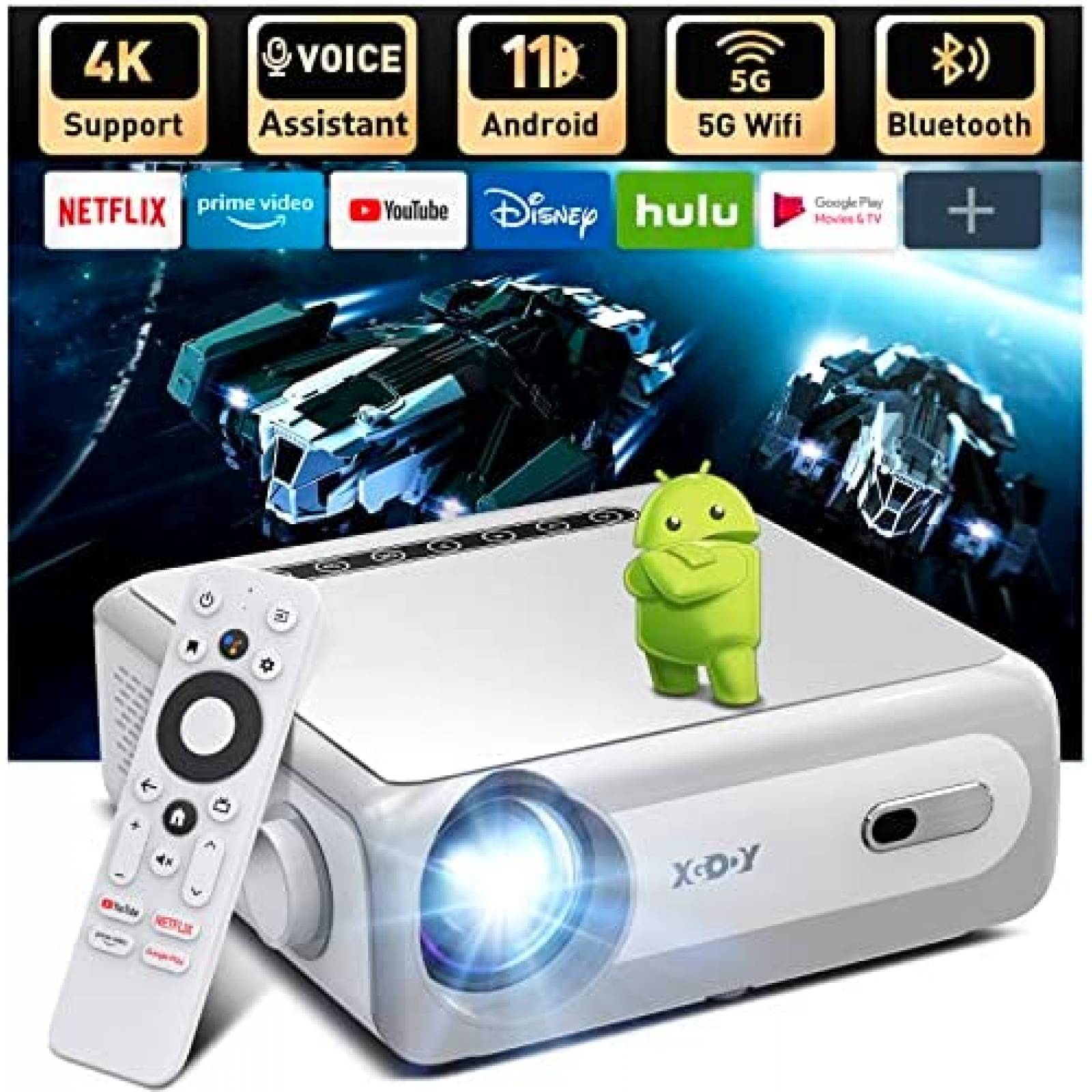 Proyector Xgody 5G WiFi - Bluetooth 1080P 4K -Blanco