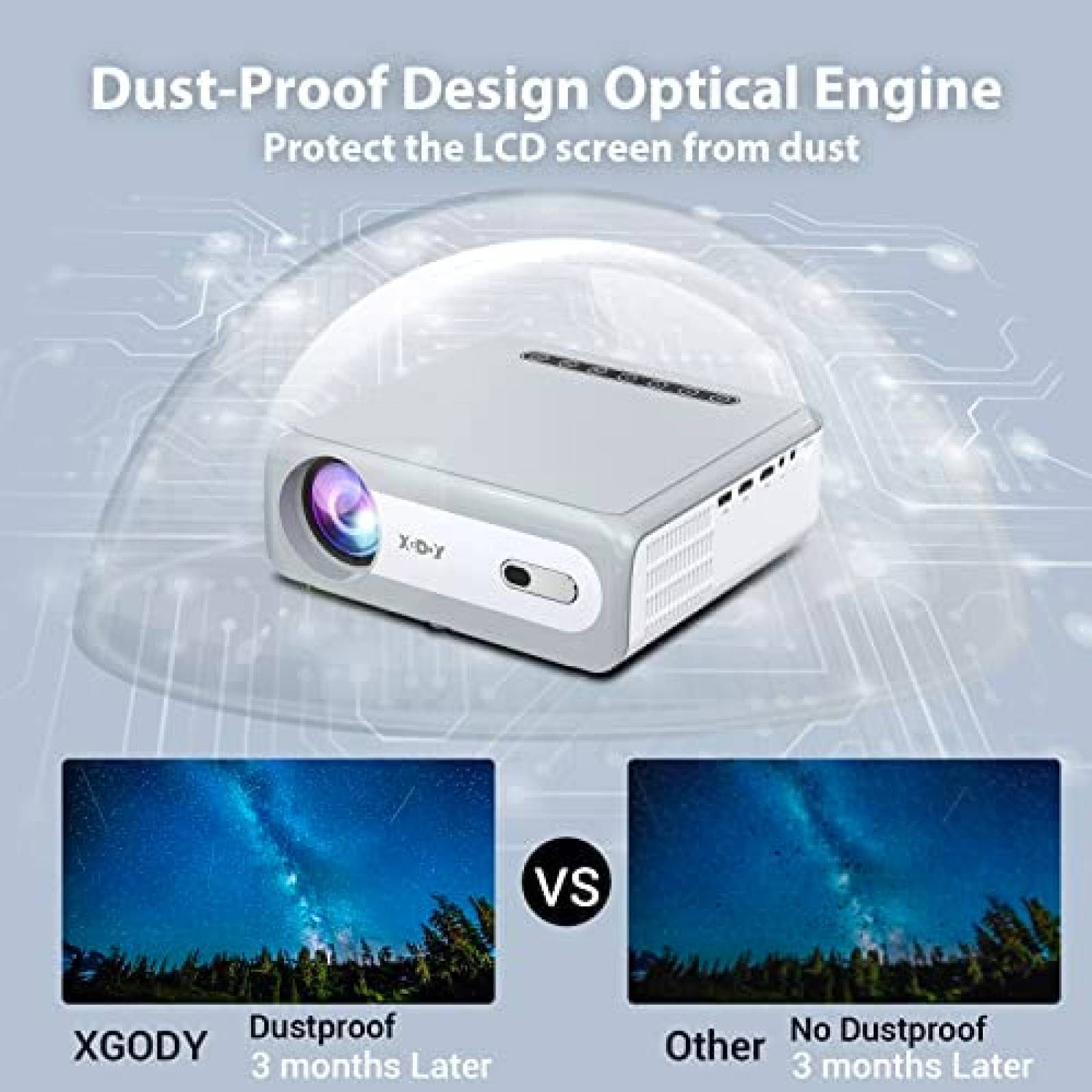 Proyector Xgody 5G WiFi - Bluetooth 1080P 4K -Blanco