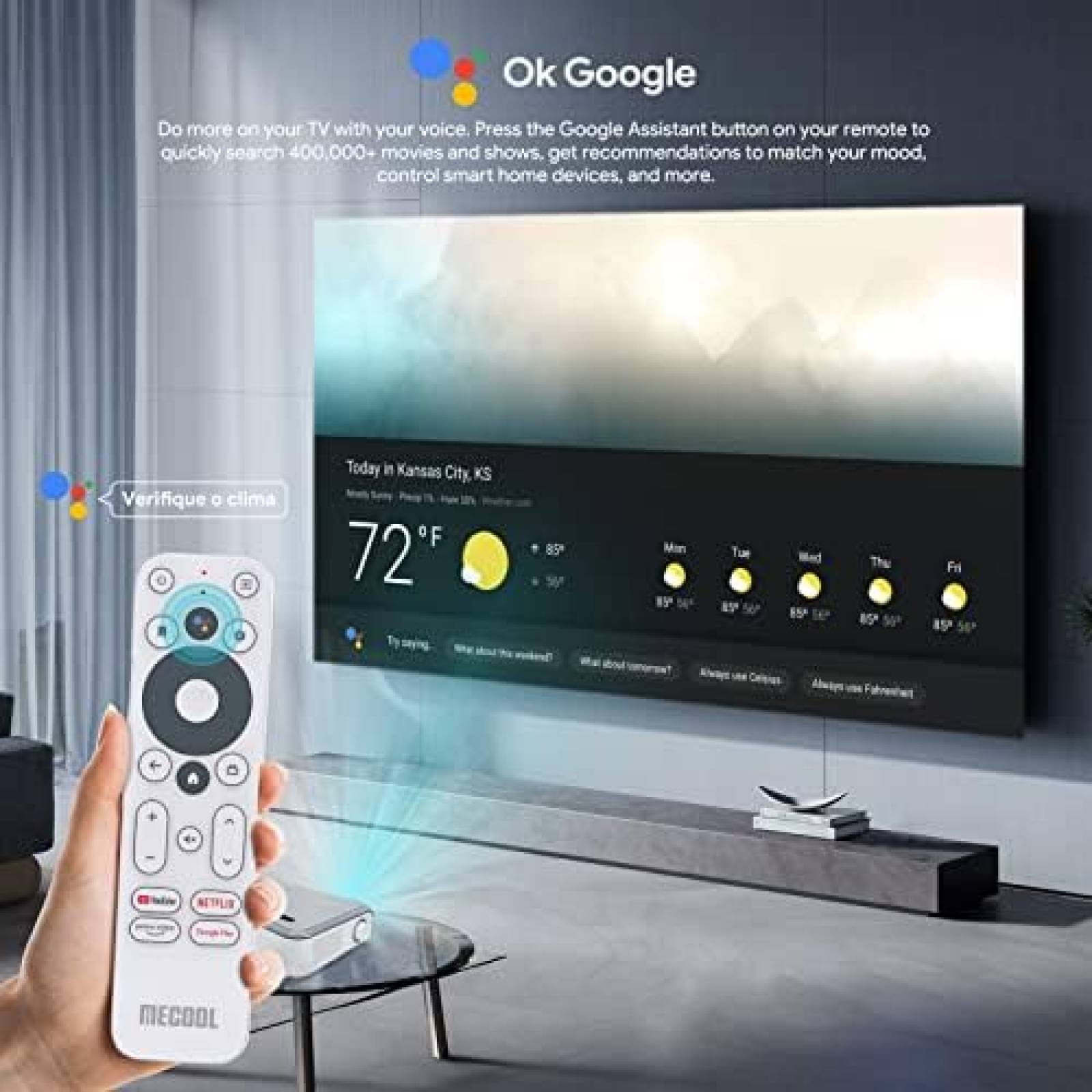 Proyector MECOOL 1080P 15000L 4K WiFi + Control -Bkanco