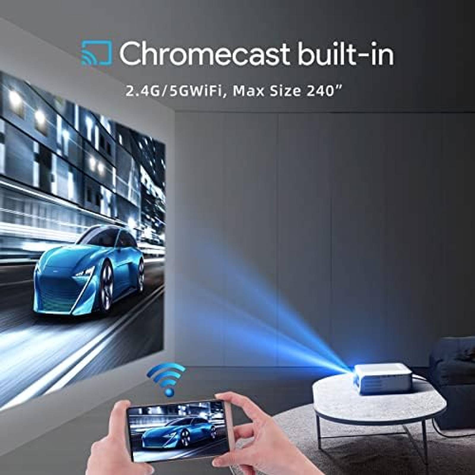 Proyector MECOOL 1080P 15000L 4K WiFi + Control -Bkanco