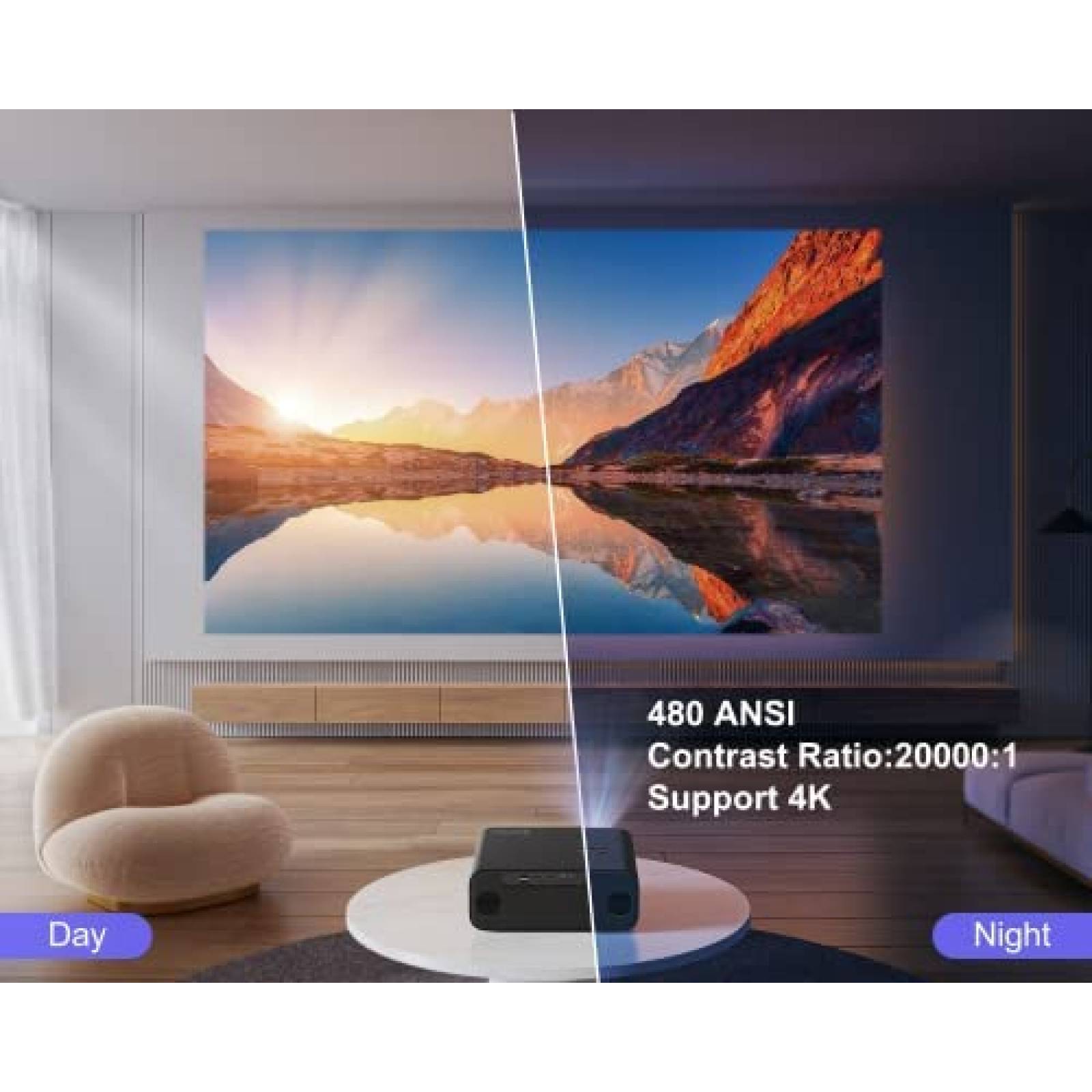 Proyector WiMiUS P62 480ANSI 1920 x 1080 -Negro
