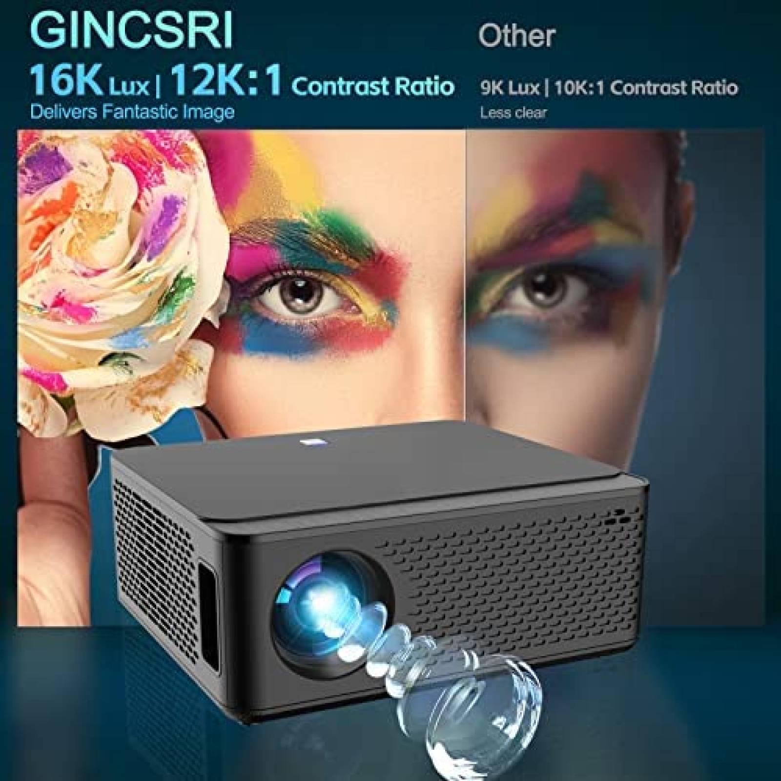 Proyector GINCSRI M8-E 16000L 4K 1080P Nativo -Gris