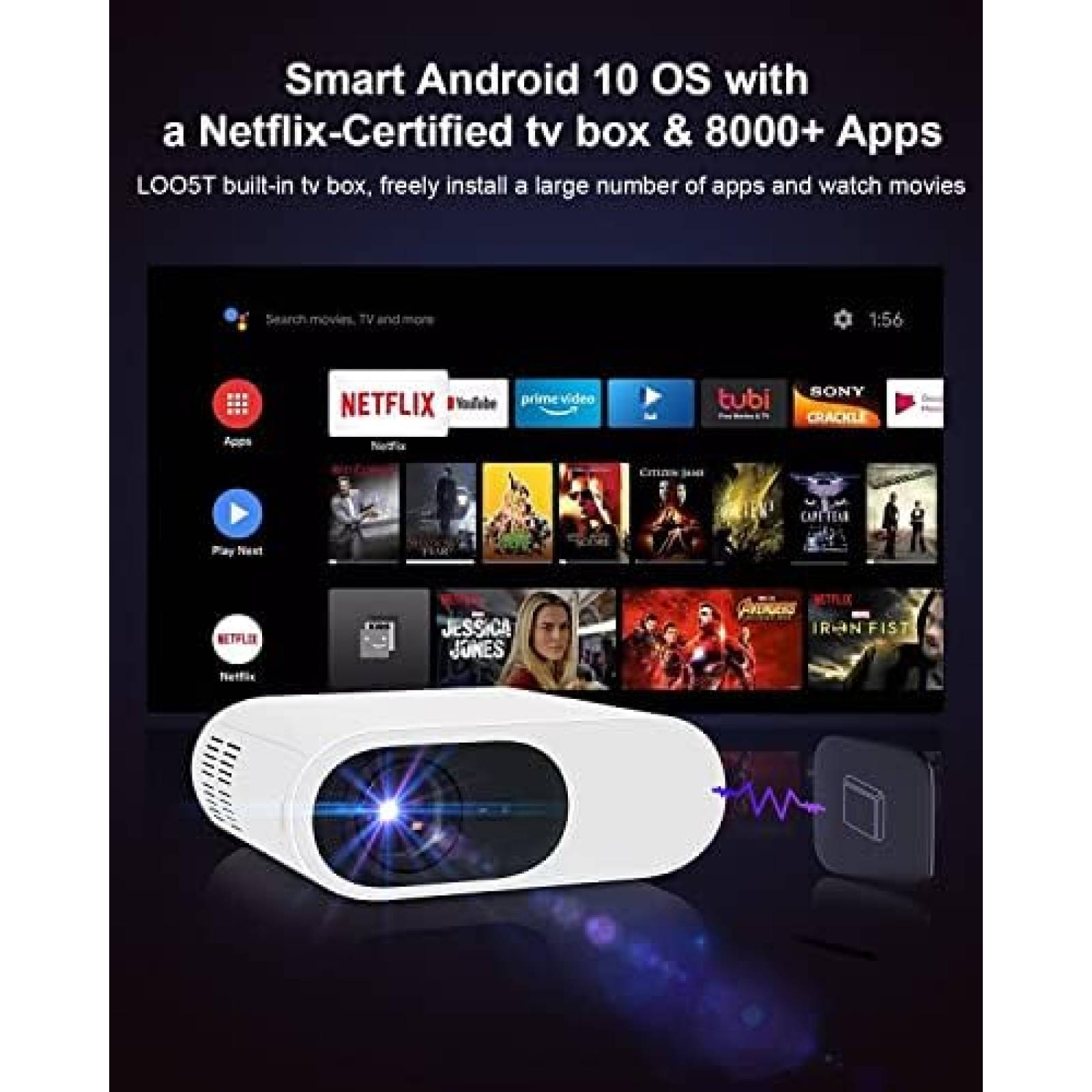Proyector Alwtniet 1080P 700L ANSI WiFi Bluetooth -Blanco