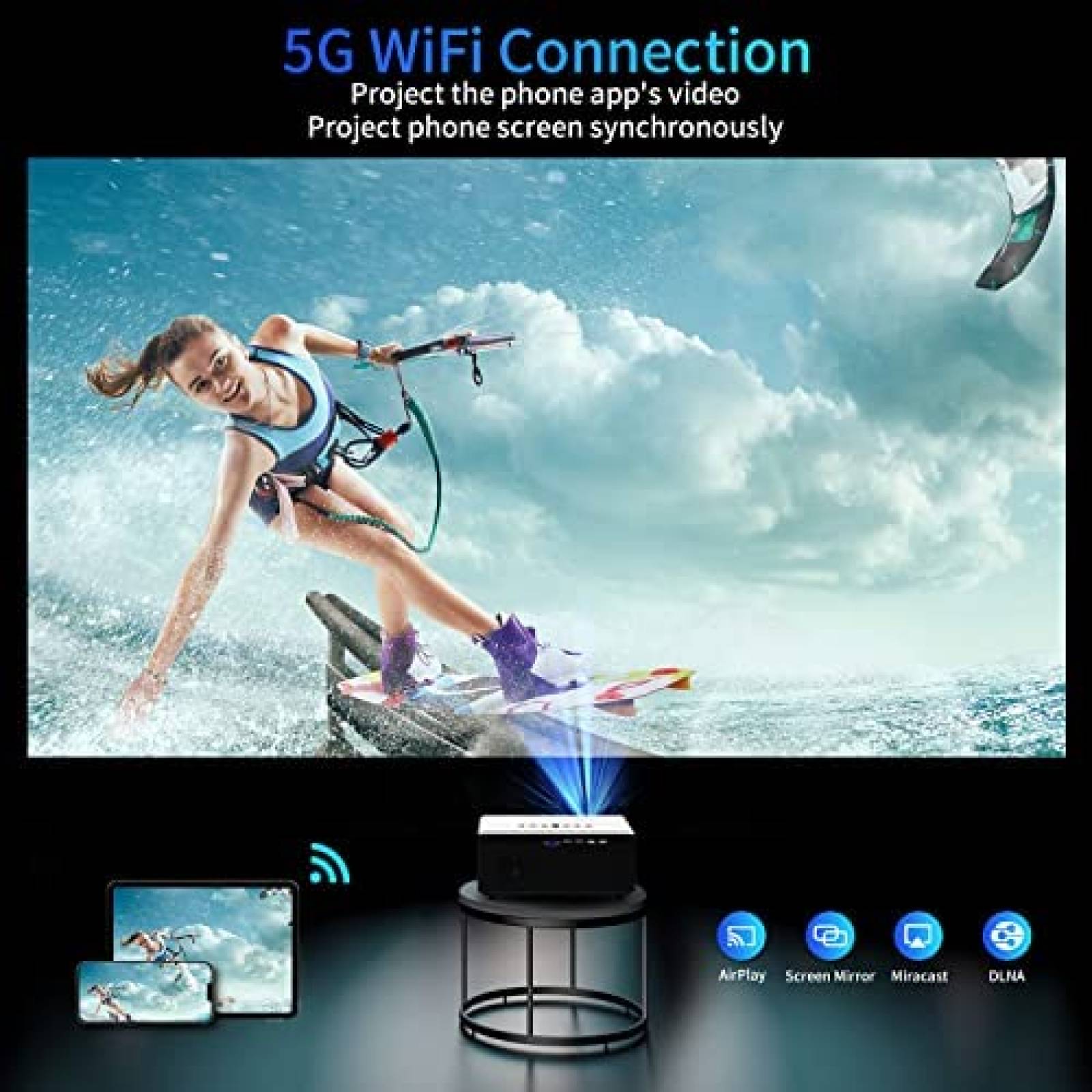 Proyector ABOOLON P6 Correccion Keystone 4P/4D Zoom 50%