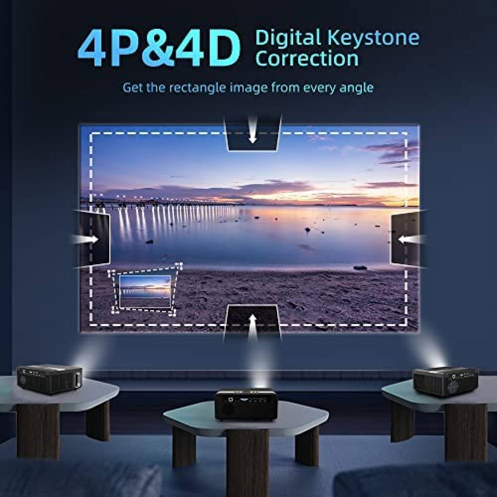 Proyector CAIWEI 12000 lumenes 1920x1080 Bluetooth -Negro