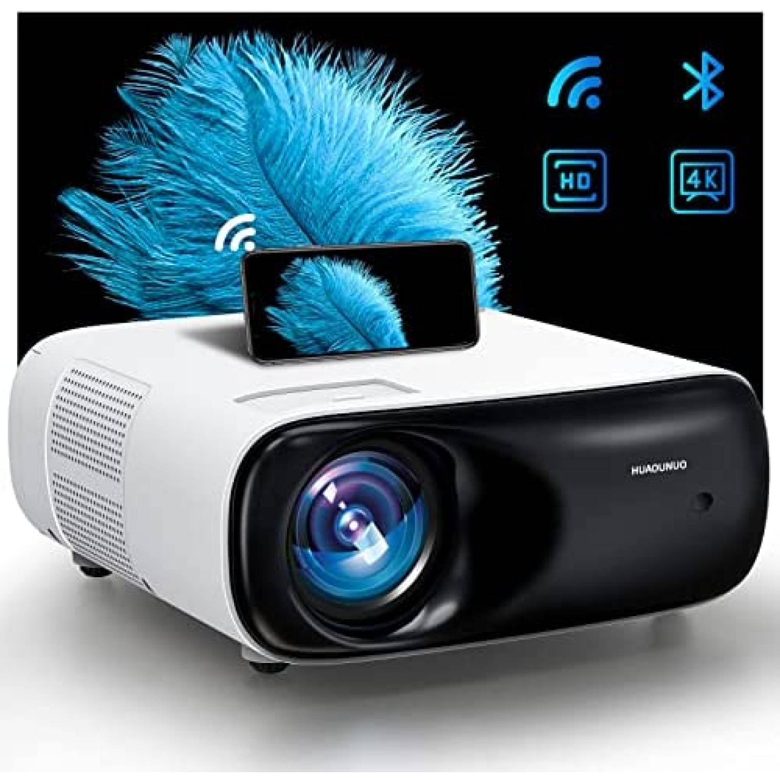 Proyector HUAOUNUO A71 WiFi y Bluetooth 900 lumenes Blanco