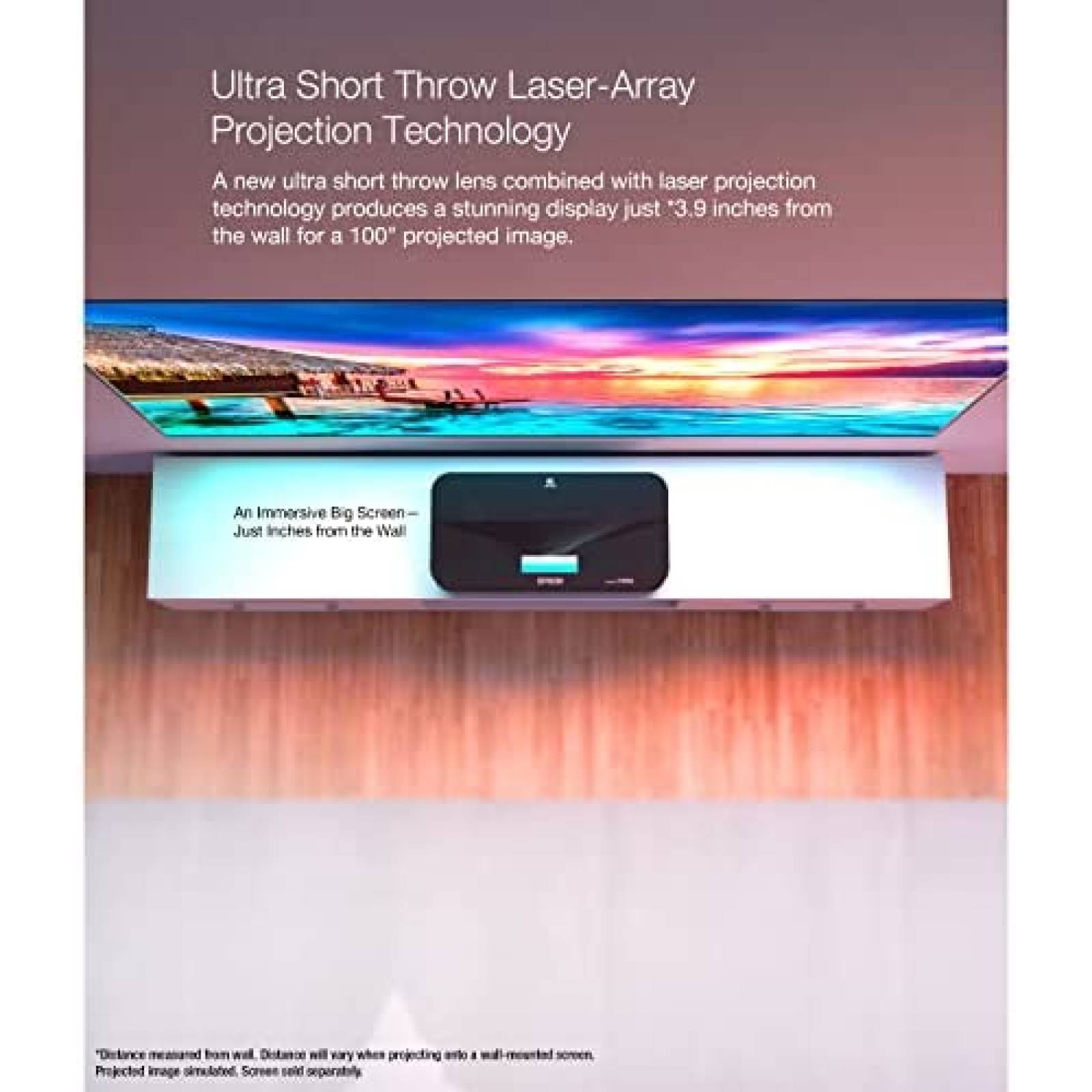 Proyector Laser Epson EpiqVision LS800 Tiro Ultra Corto