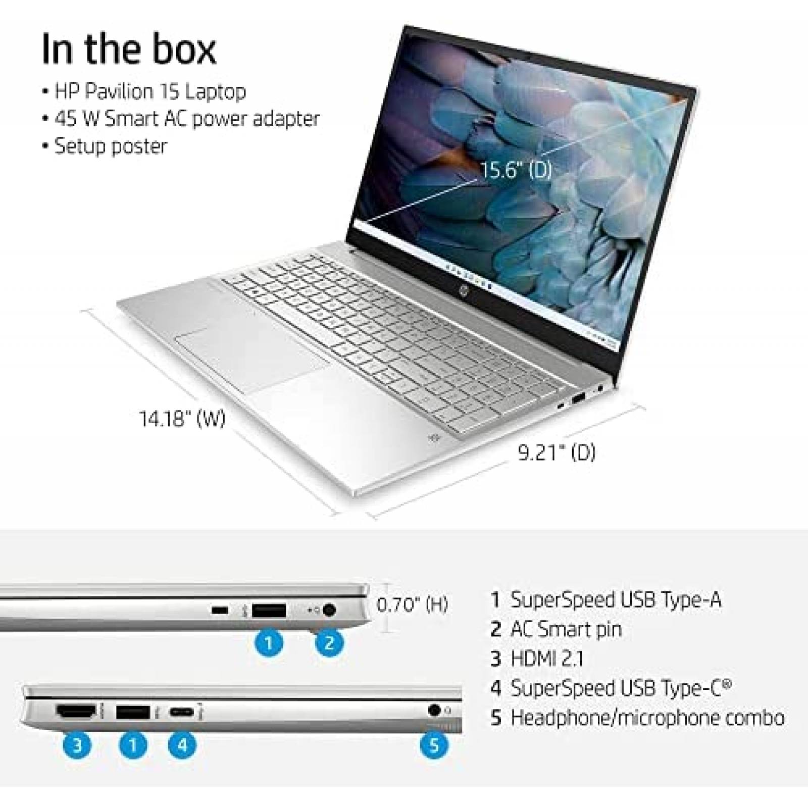 Laptop HP Pavilion 15.6'' AMD Ryzen 7 32GB 1TB -Plateado