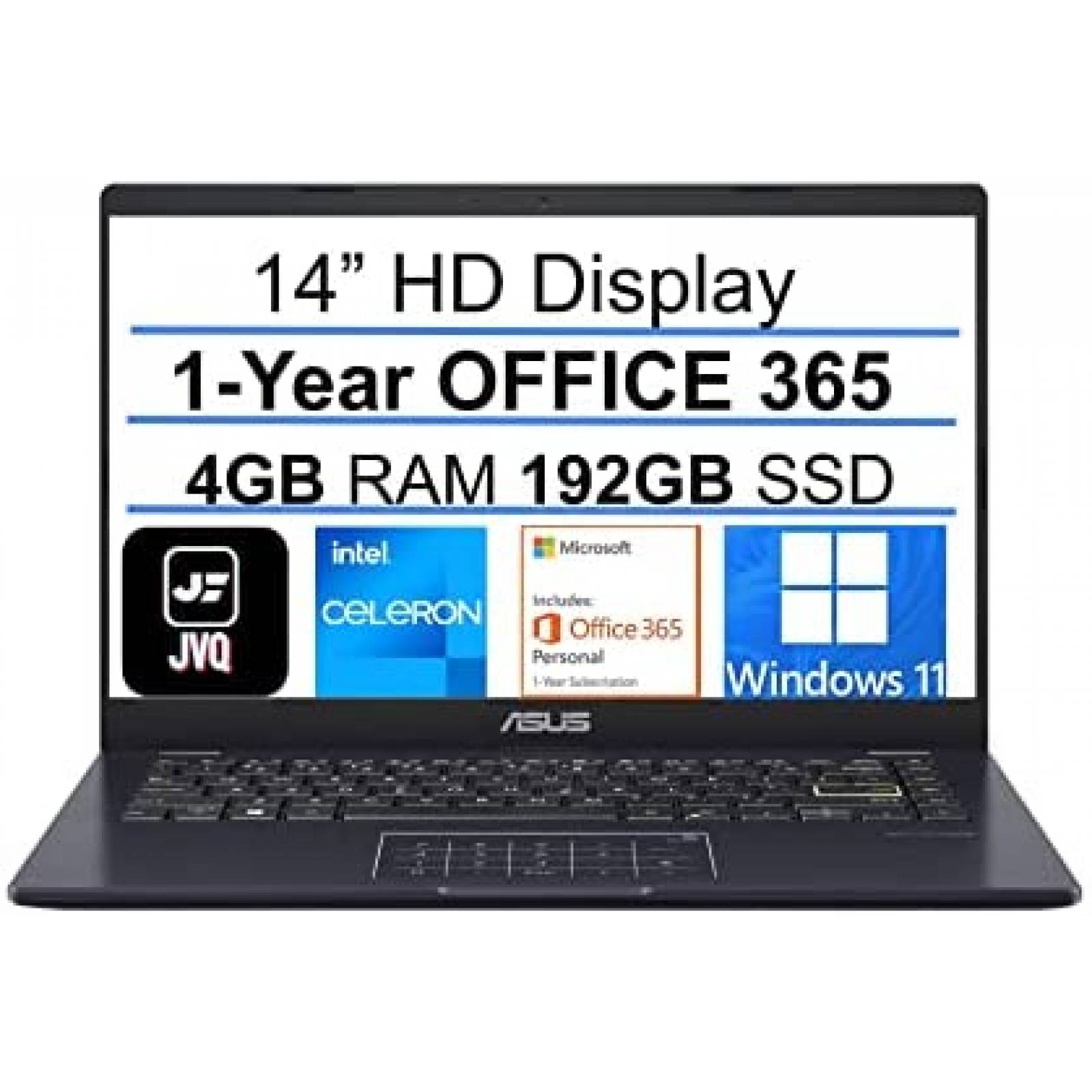 Laptop Asus 14'' Intel Celeron 4GB RAM 64GB eMMC 128GB SSD