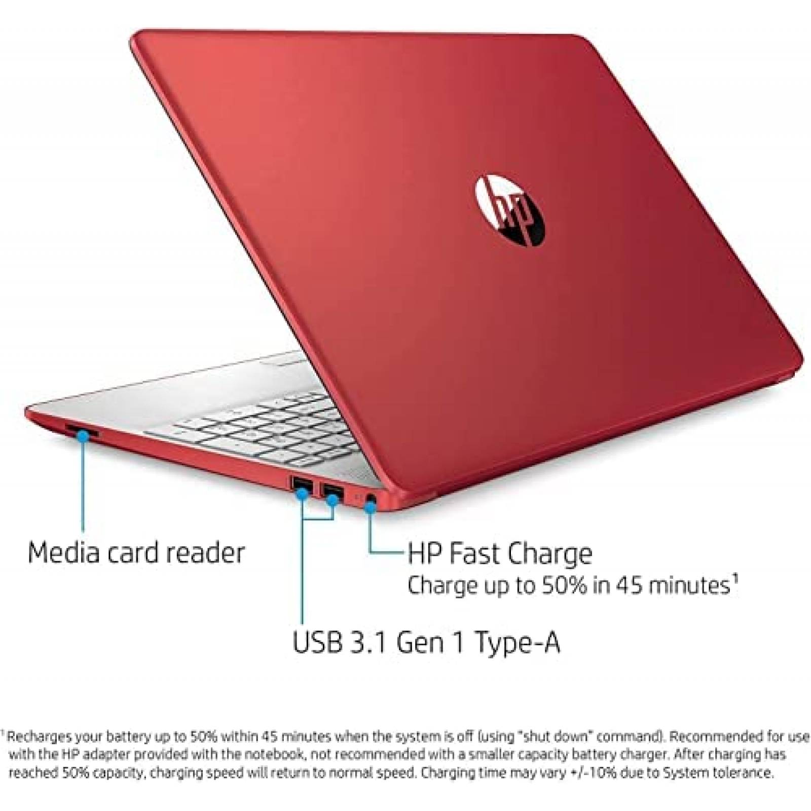 Laptop HP 15.6'' Pentium Silver 4 Cores 16GB RAM 1TB Rojo