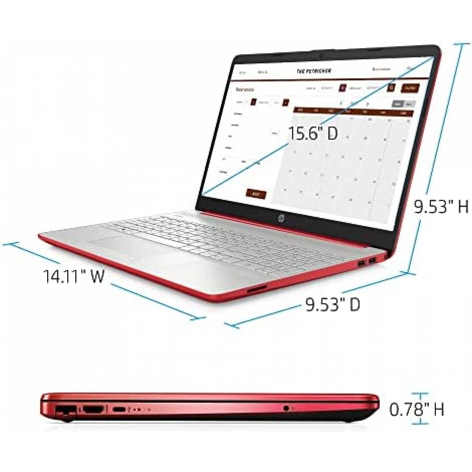 Laptop HP 15.6'' Pentium Silver 4 Cores 16GB RAM 1TB Rojo