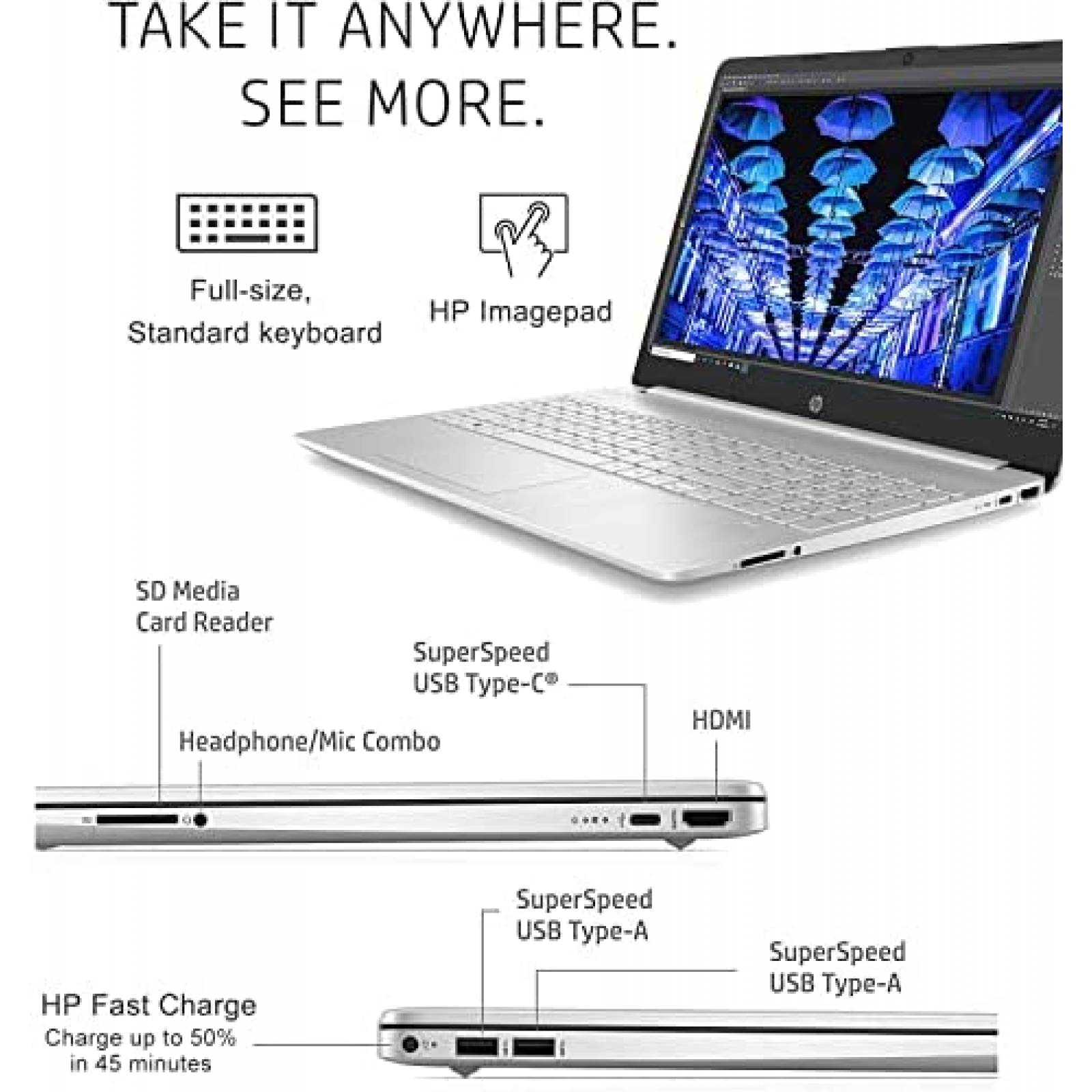 Laptop HP 15 15.6" Touch Intel Core i5 16GB RAM 1TB SSD