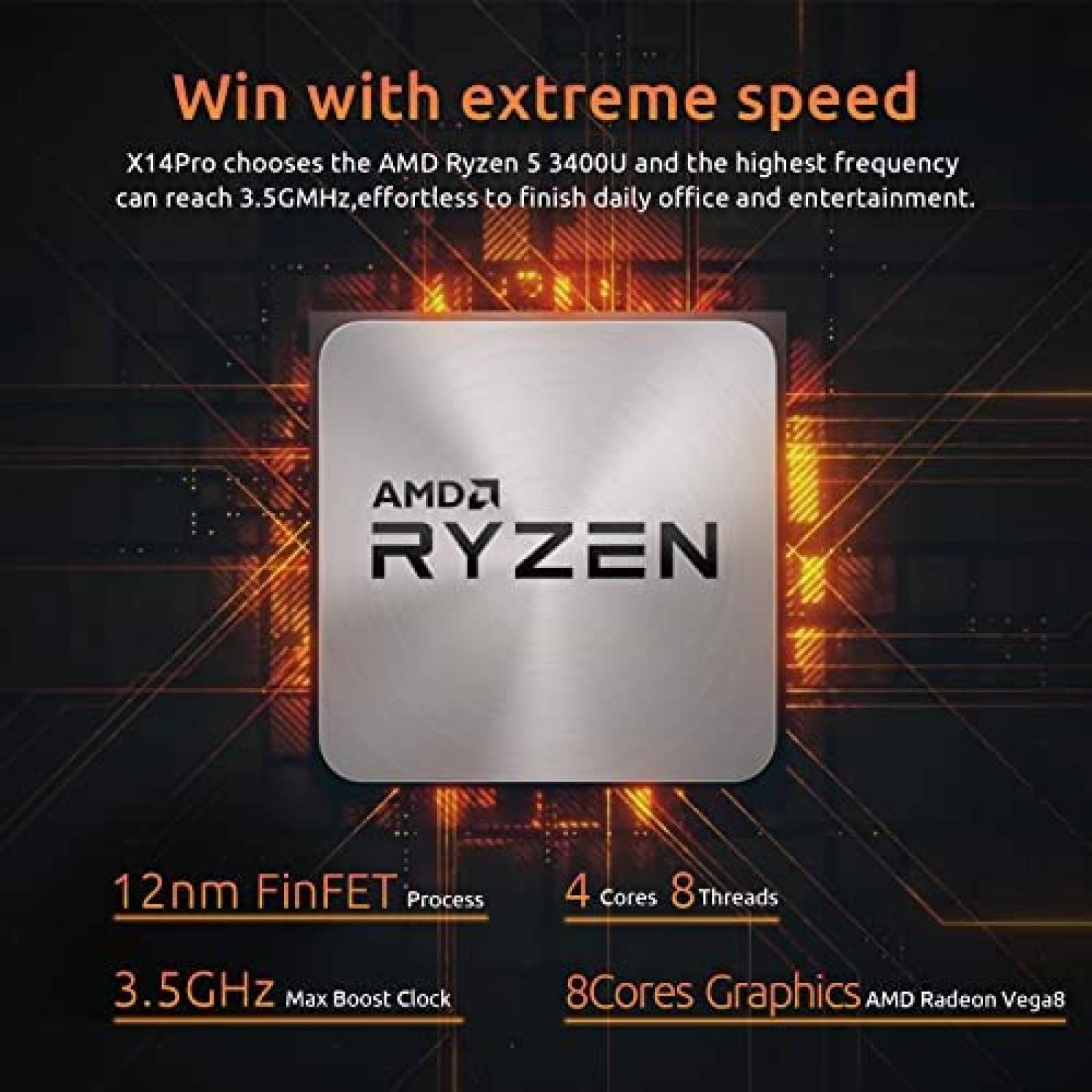 Laptop Bmax X14 Pro 14.1'' AMD Ryzen 5 8GB DDR4 512GB SSD