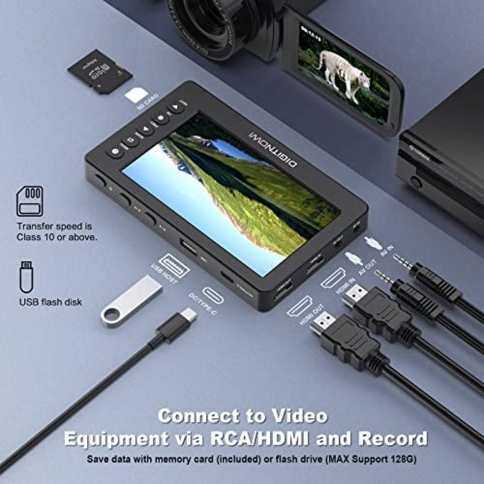 Convertidor de Video Digitnow con LCD 5'' OLED -Negro