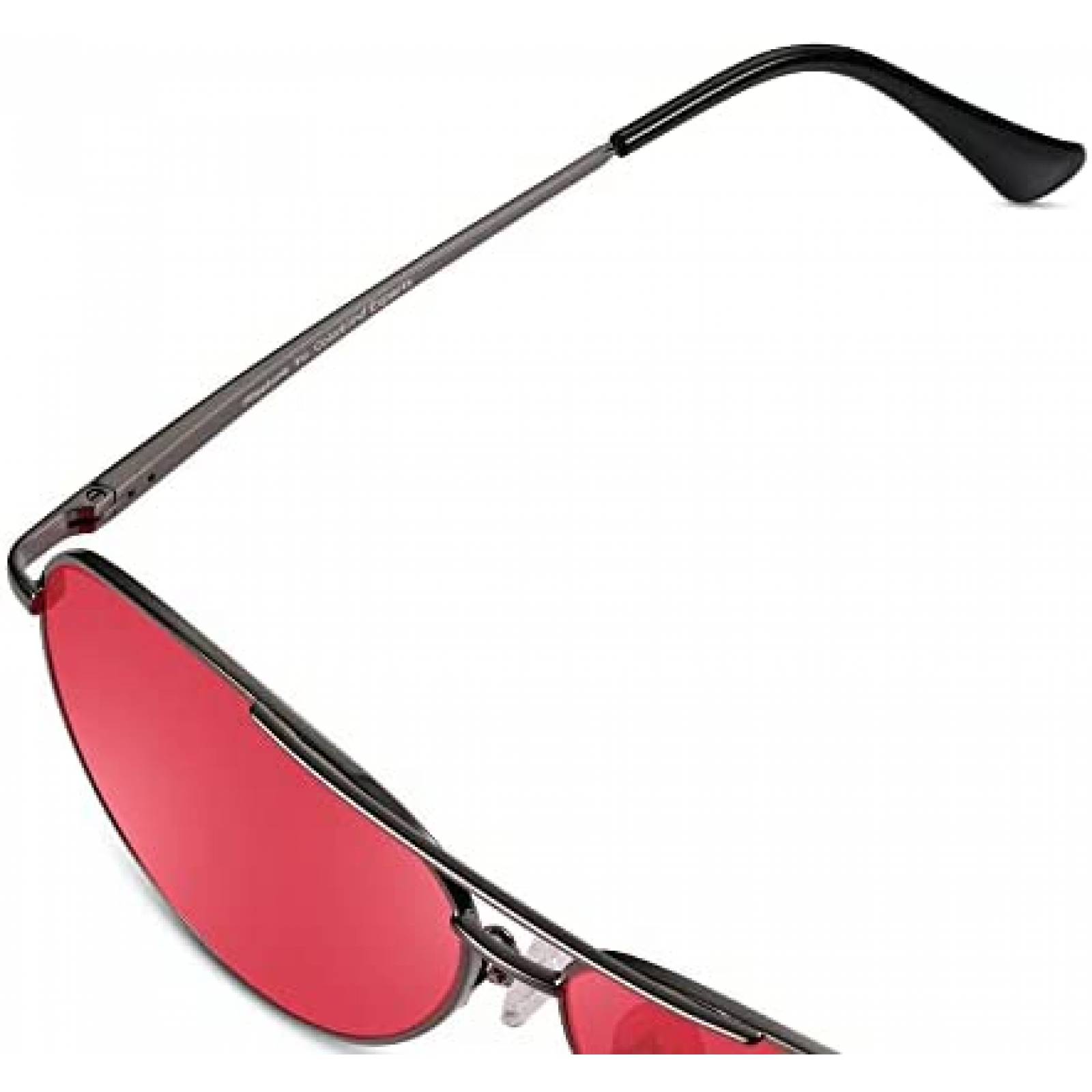 Lentes de Sol Pilestone Estilo Aviador Para Hombre -Rojo