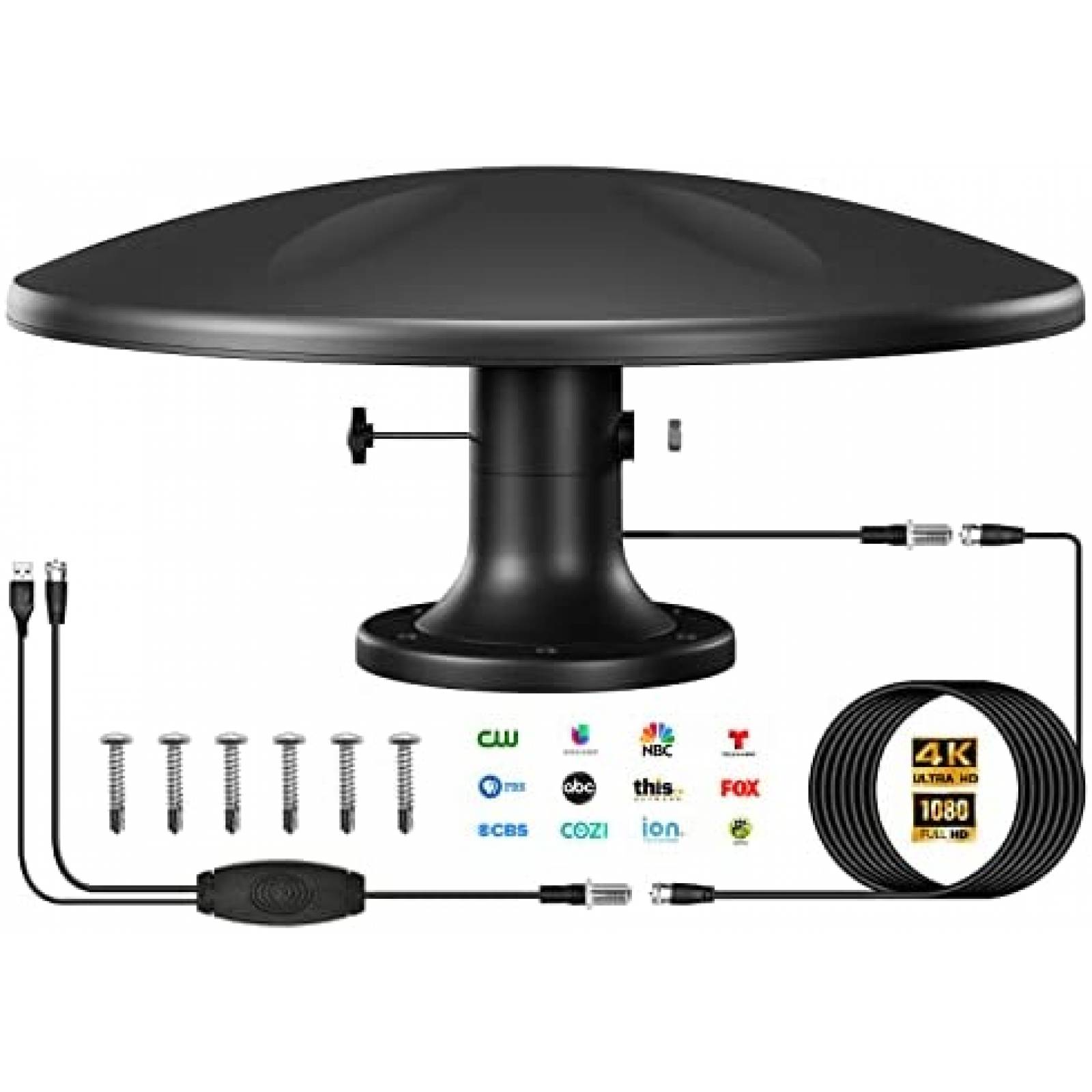 Antena Satelital DTB TECH de 75Ohm para TV HD -Negro