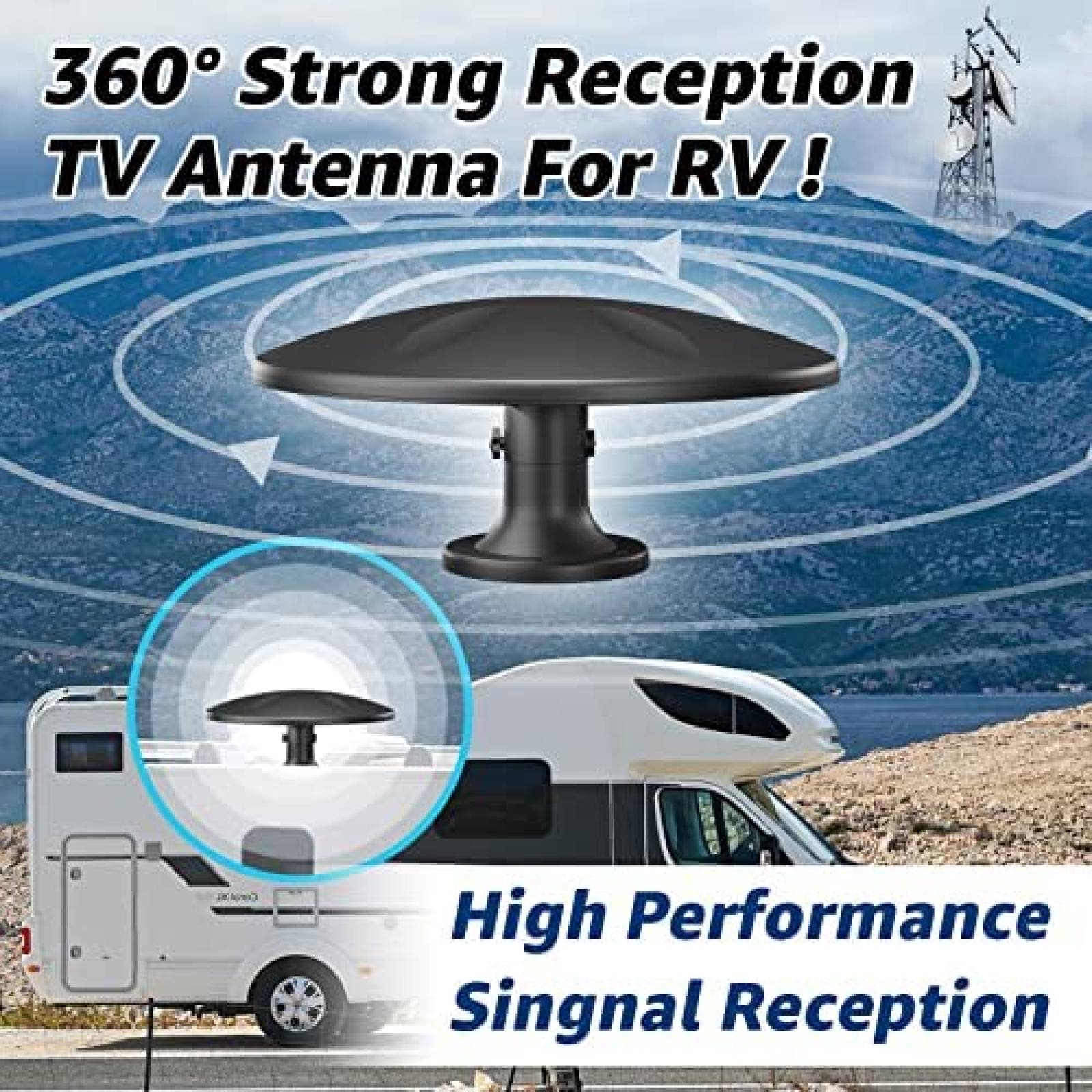 Antena Satelital DTB TECH de 75Ohm para TV HD -Negro