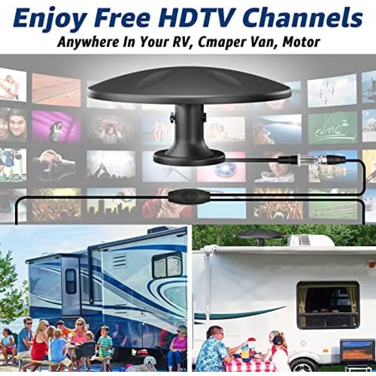 Antena Satelital DTB TECH de 75Ohm para TV HD -Negro