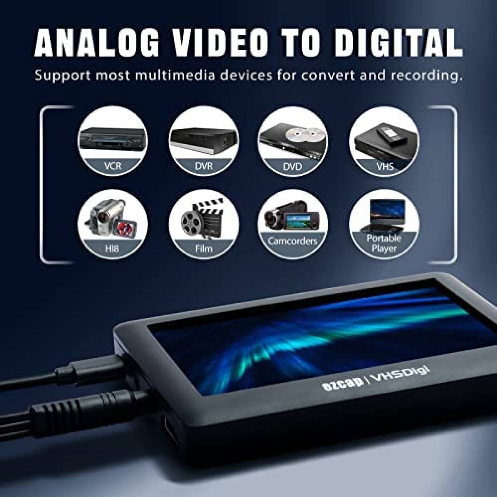 Convertidor de Video MWIN 4.3'' VHS a Digital USB HDMI