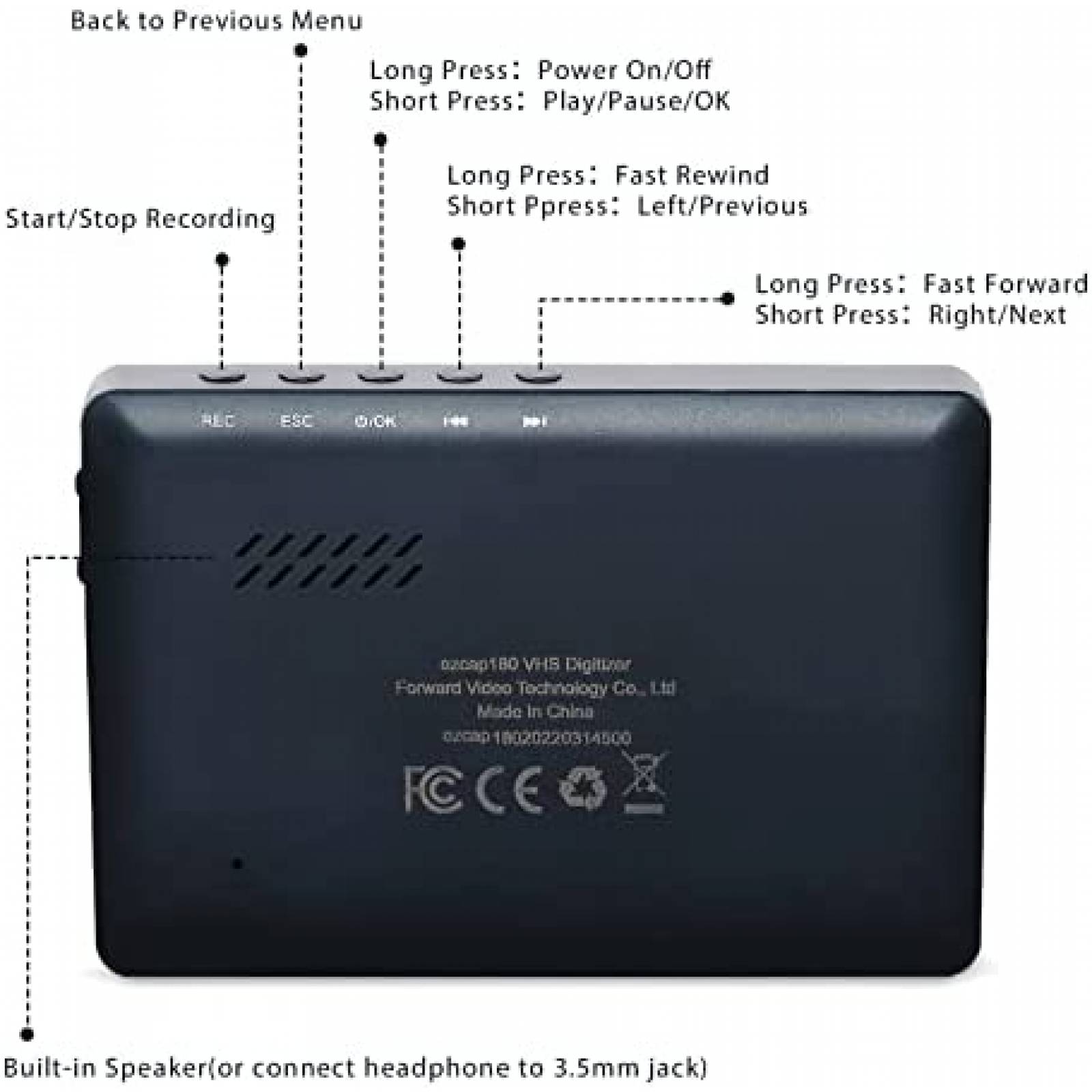 Convertidor de Video MWIN 4.3'' VHS a Digital USB HDMI