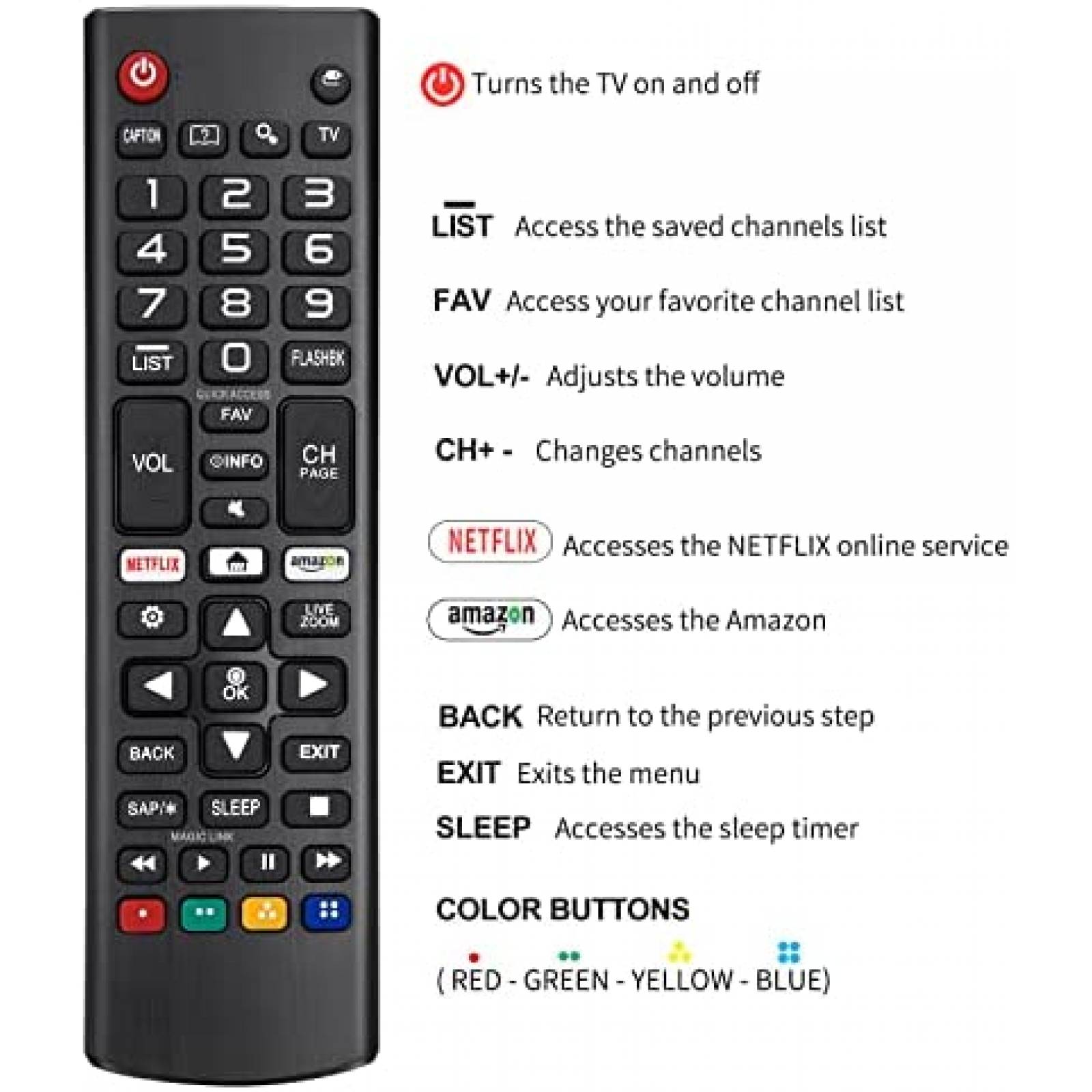 Control Remoto Angrox LCD LED Universal para TVs LG -Negro