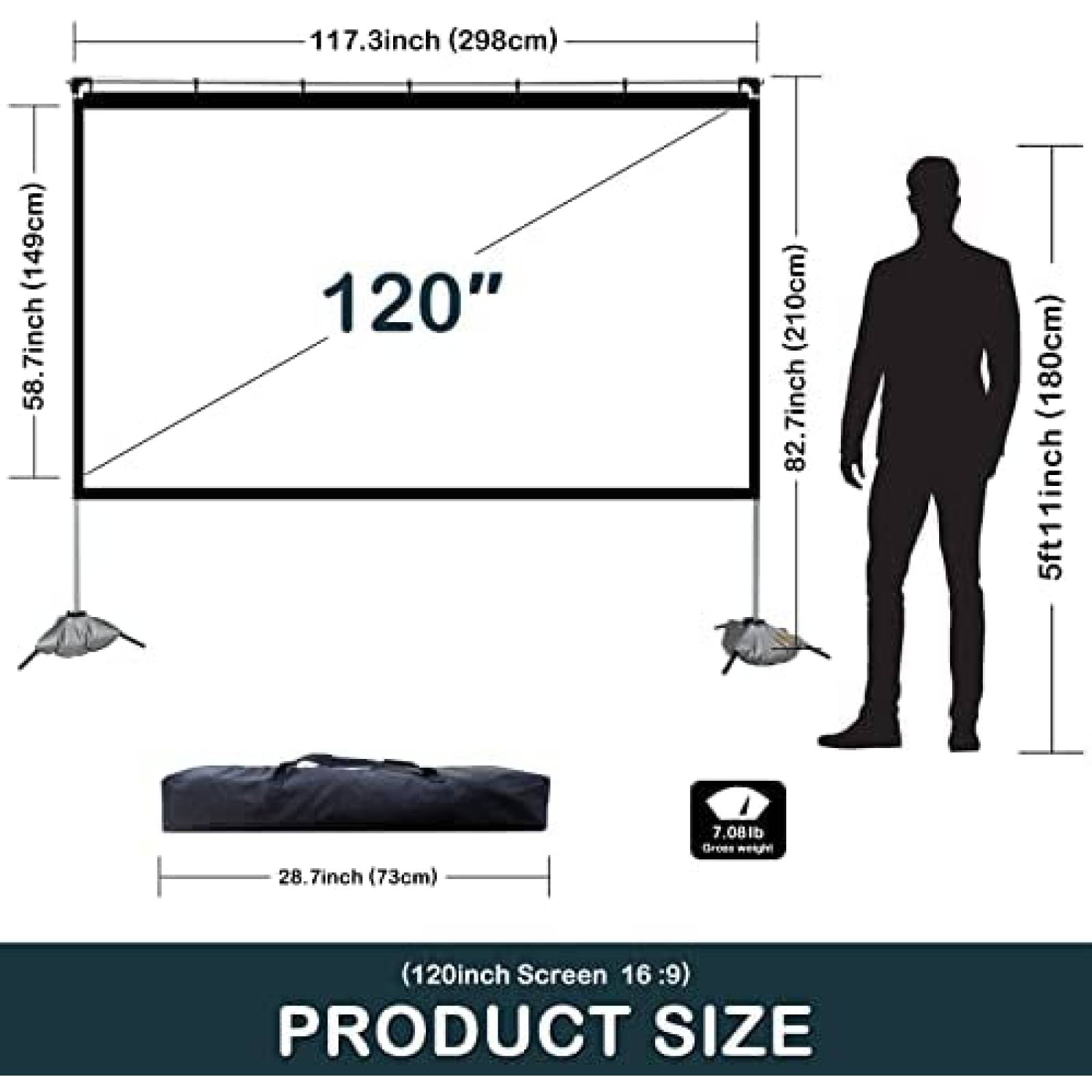 Pantalla Proyector Artlii 3m Anti Arrugas con Soporte -B