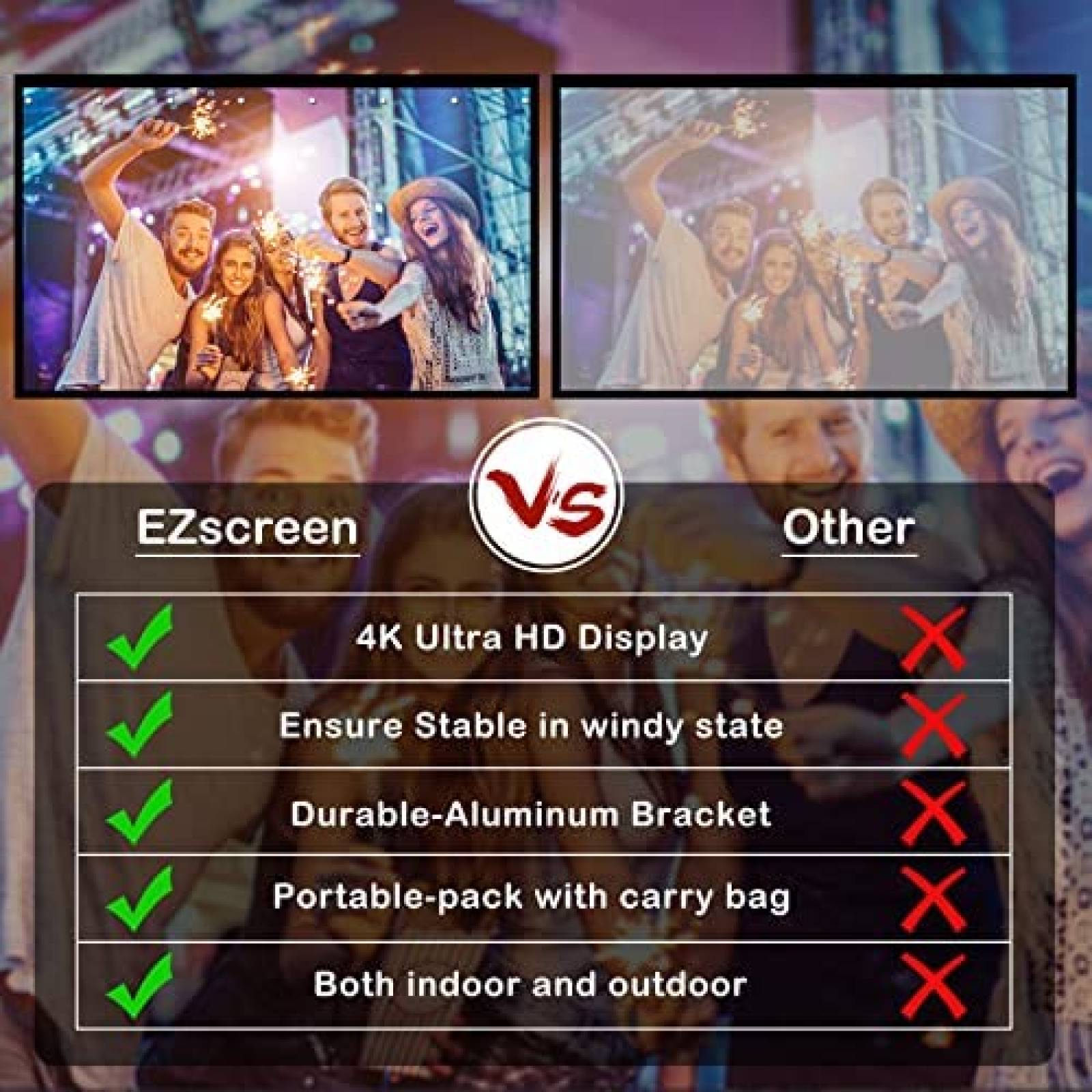 Pantalla Proyector Artlii 3m Anti Arrugas con Soporte -B