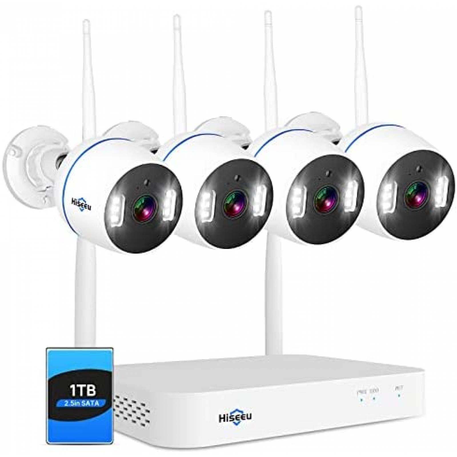 Sistema de Vigilancia Hiseeu NVR 1TB con 4 Camaras Exterior