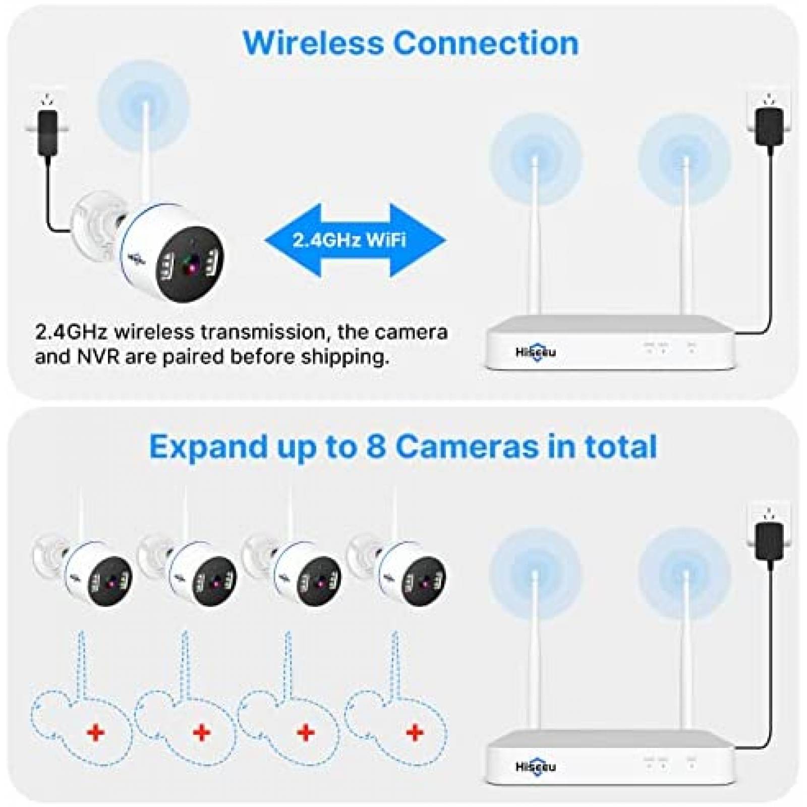 Sistema de Vigilancia Hiseeu NVR 1TB con 4 Camaras Exterior