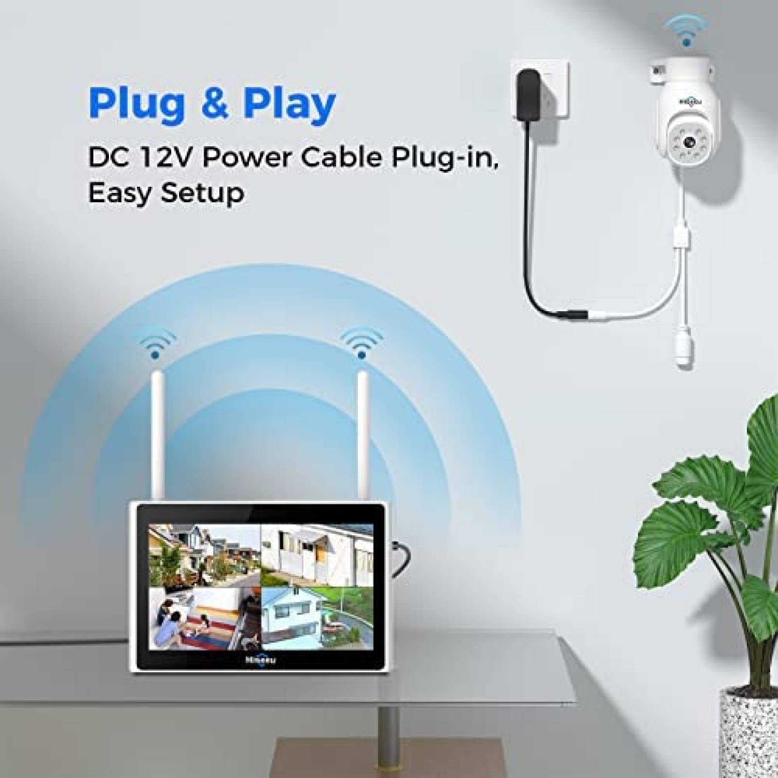 Sistema de Vigilancia Hiseeu con 4 Camaras y Monitor