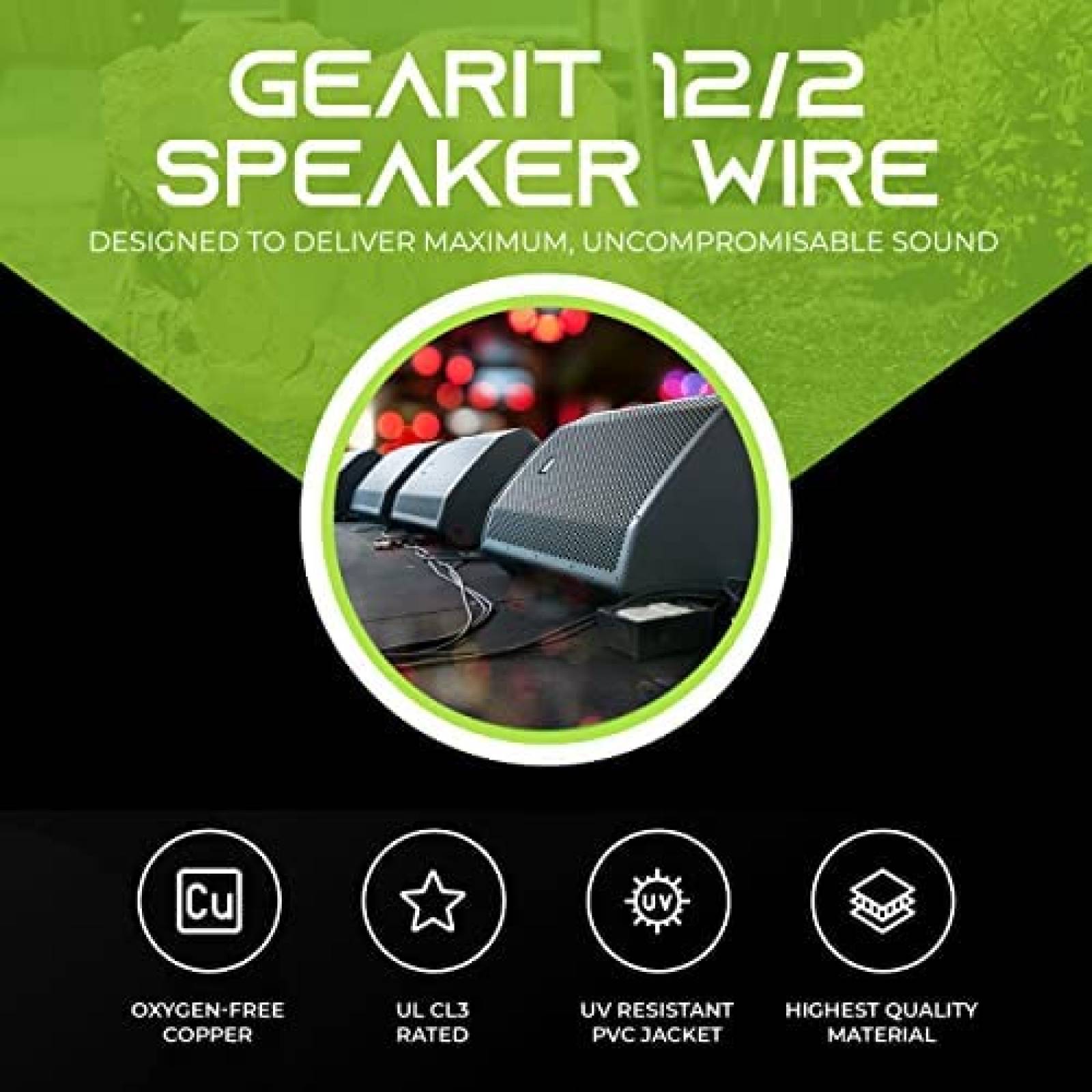 Cable de Audio para Bocina GearIT 250 Pies 12 AWG -Negro
