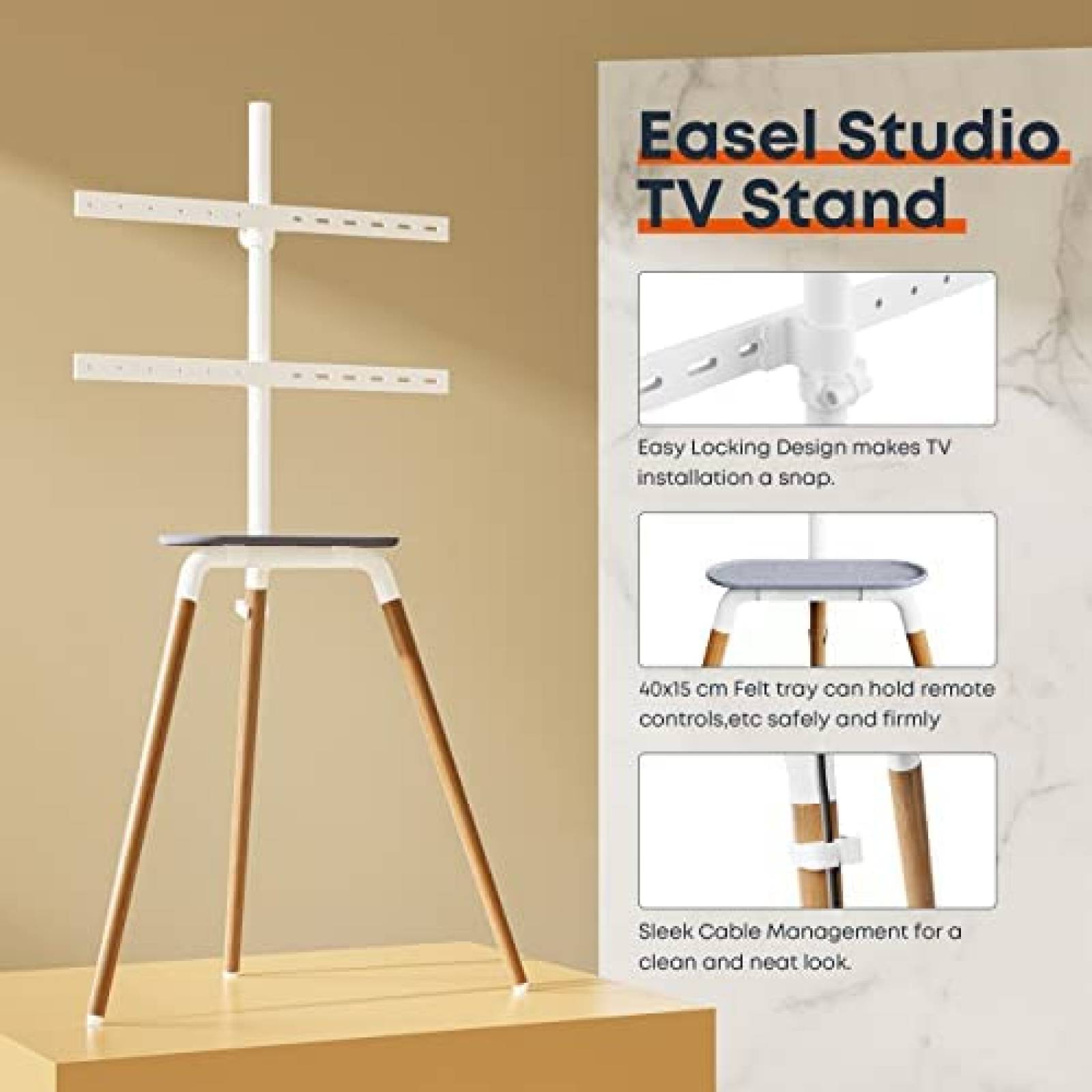 Soporte para TV PUTORSEN ATS-3W Tripie 45-65" 45Kg -Blanco