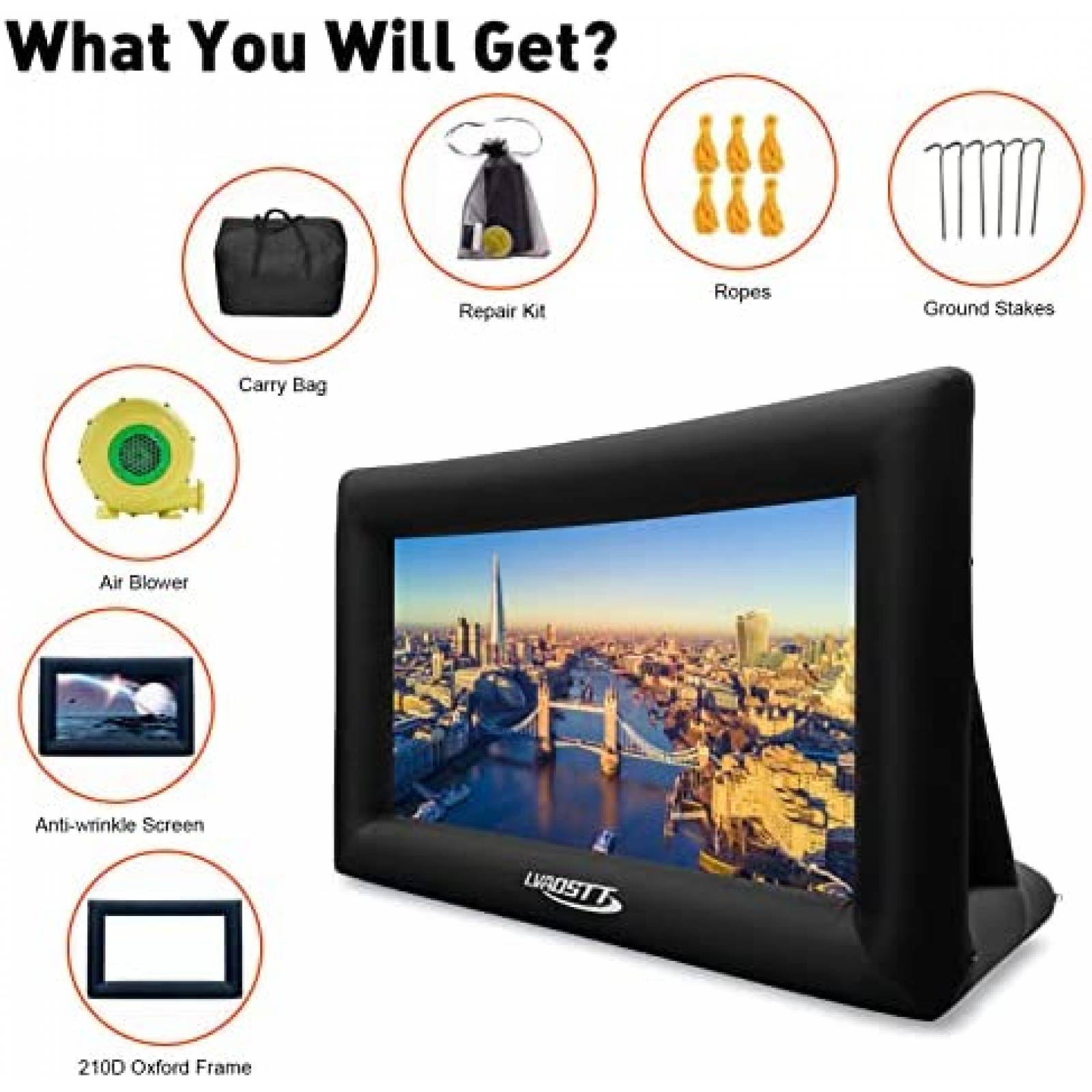 Pantalla Proyector Leinwand 4.8m Lavable con Soplador -Negro