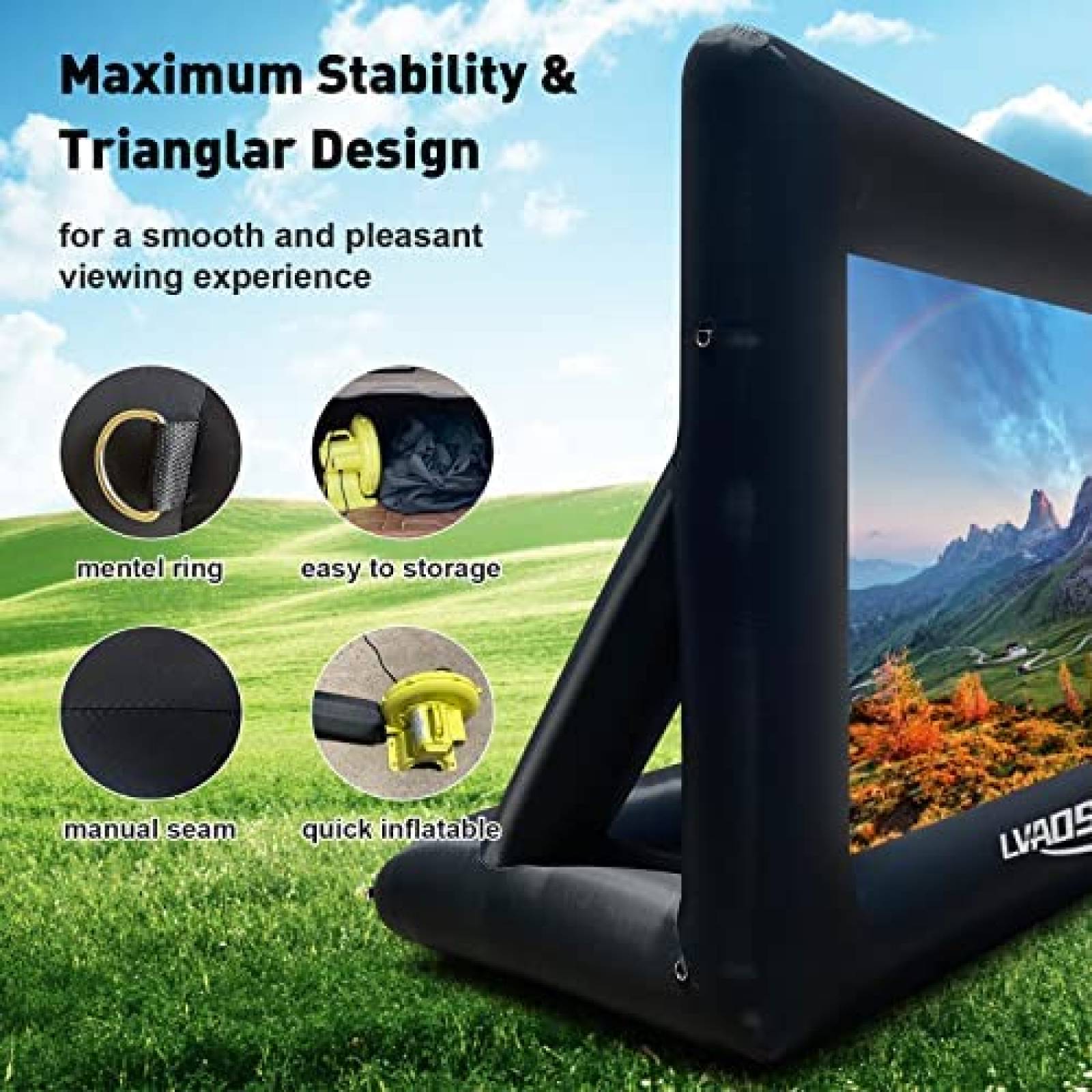 Pantalla Proyector Leinwand 4.8m Lavable con Soplador -Negro