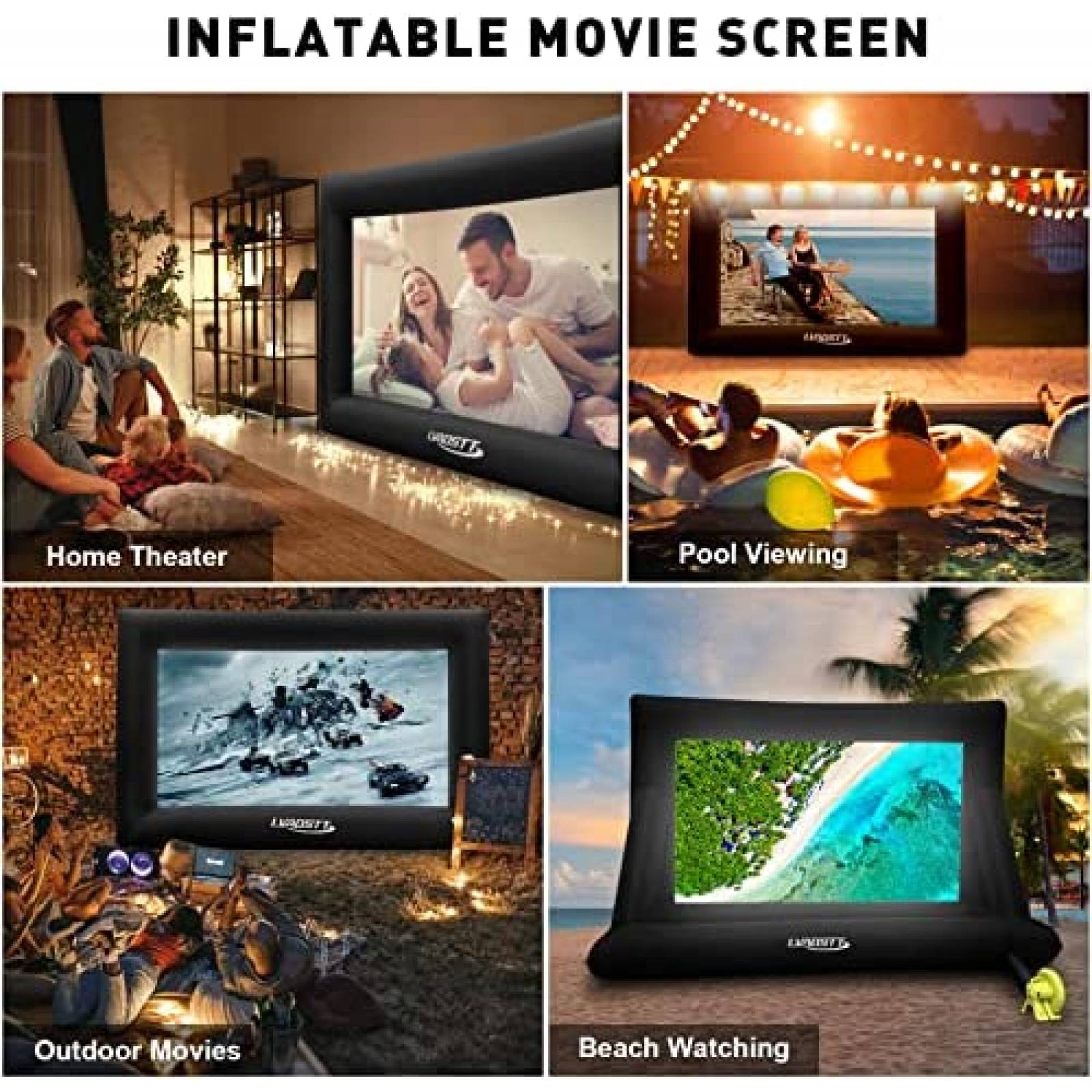 Pantalla Proyector Leinwand 4.8m Lavable con Soplador -Negro