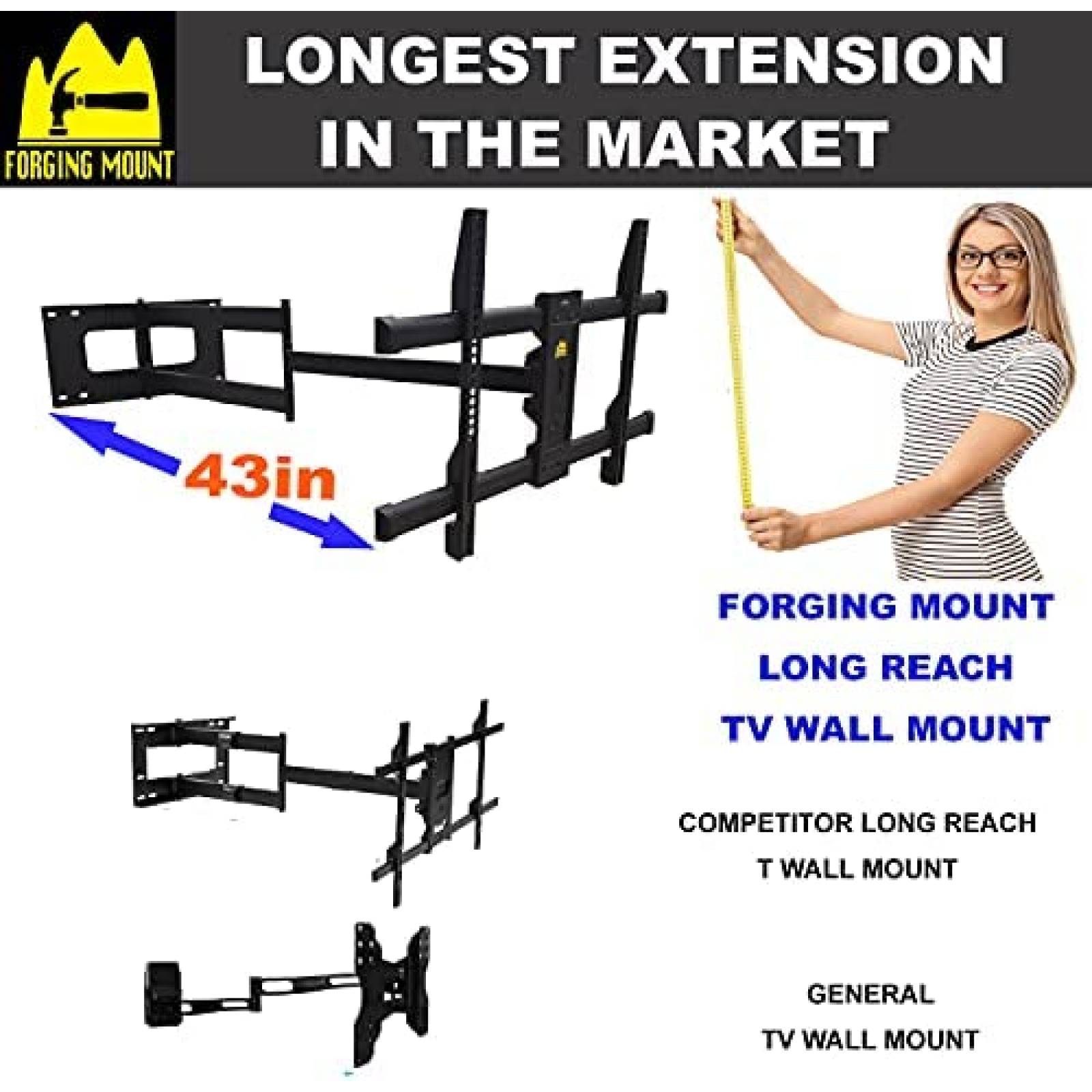 Soporte para TV FORGING MOUNT 42 a 80'' 600x400mm -Negro