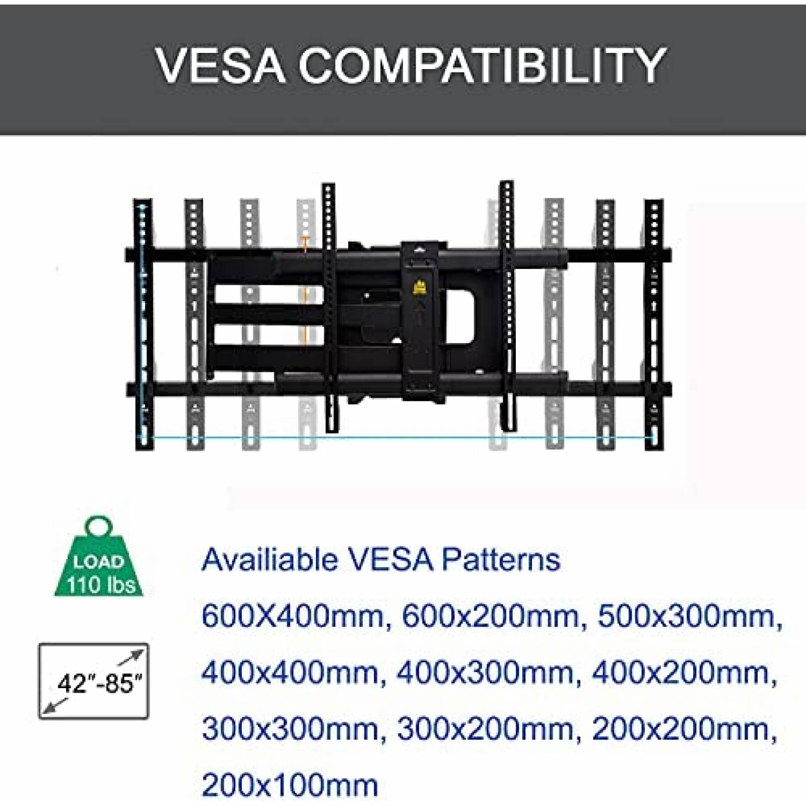 Soporte para TV FORGING MOUNT 42 a 80'' 600x400mm -Negro
