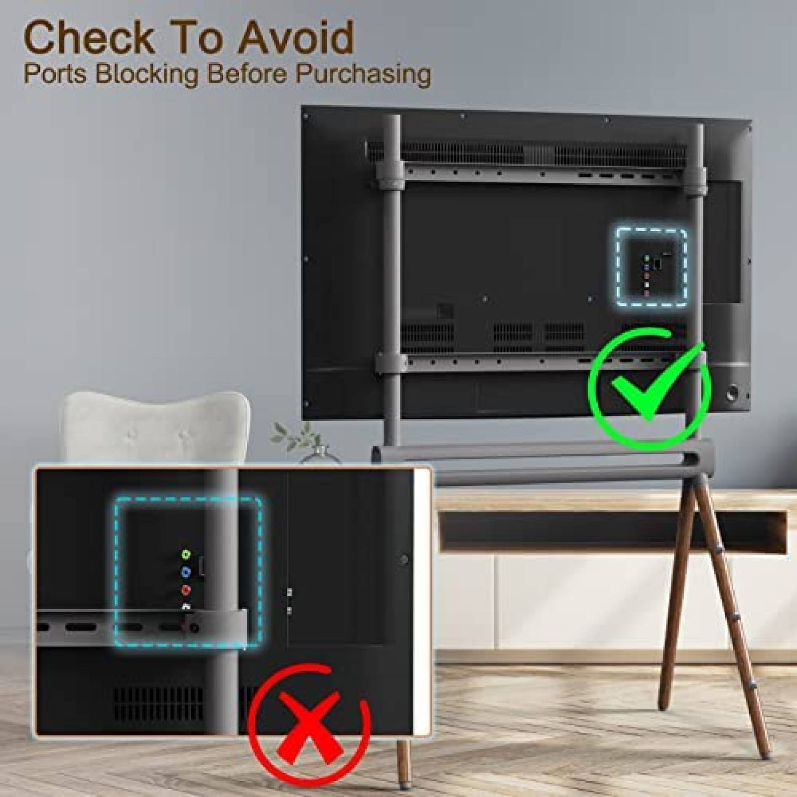 Tripie para TV Putorsen de 49 a 70'' Ajustable -Madera