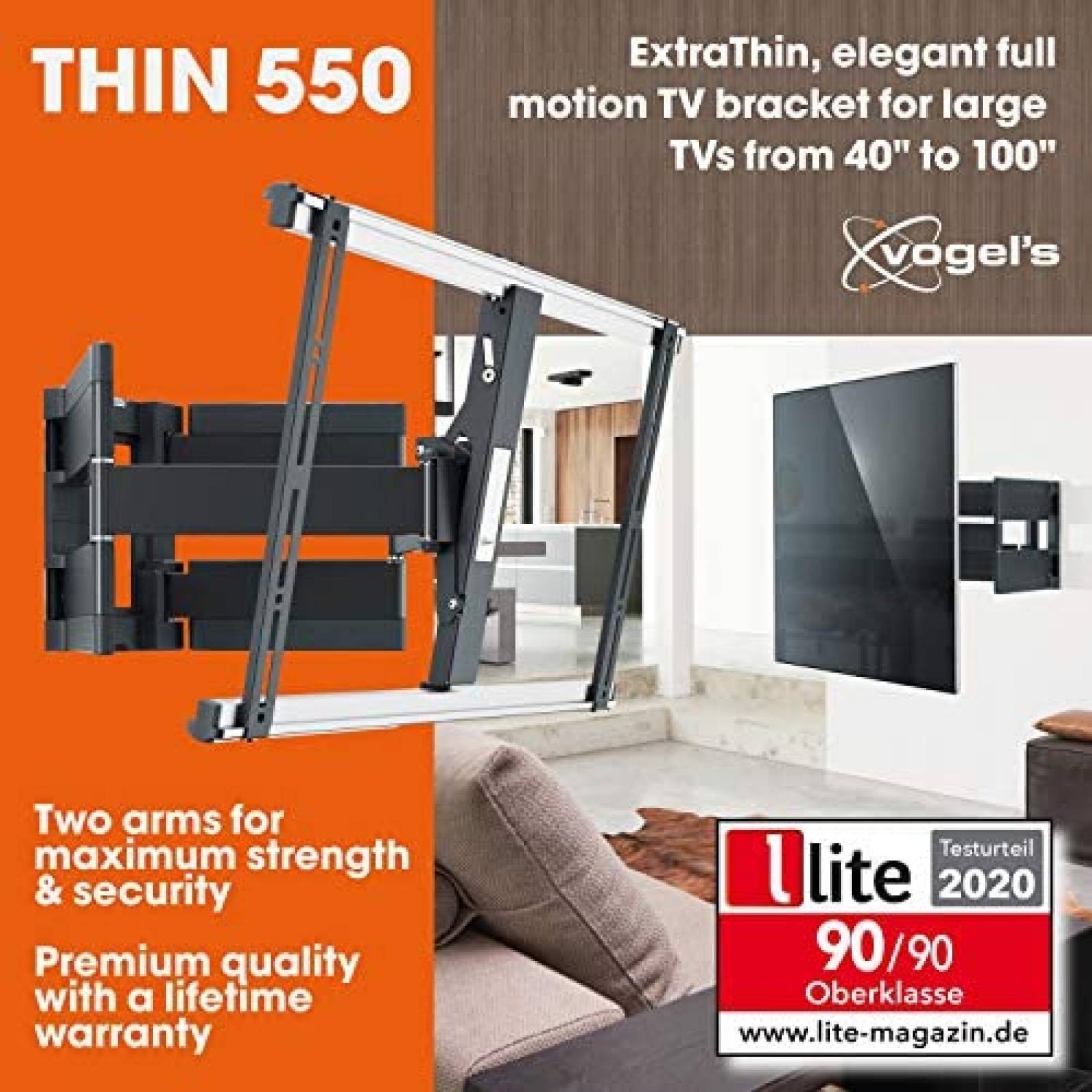 Soporte para TV Vogel's THIN 550 40 a 100'' Max 70Kg -Negro