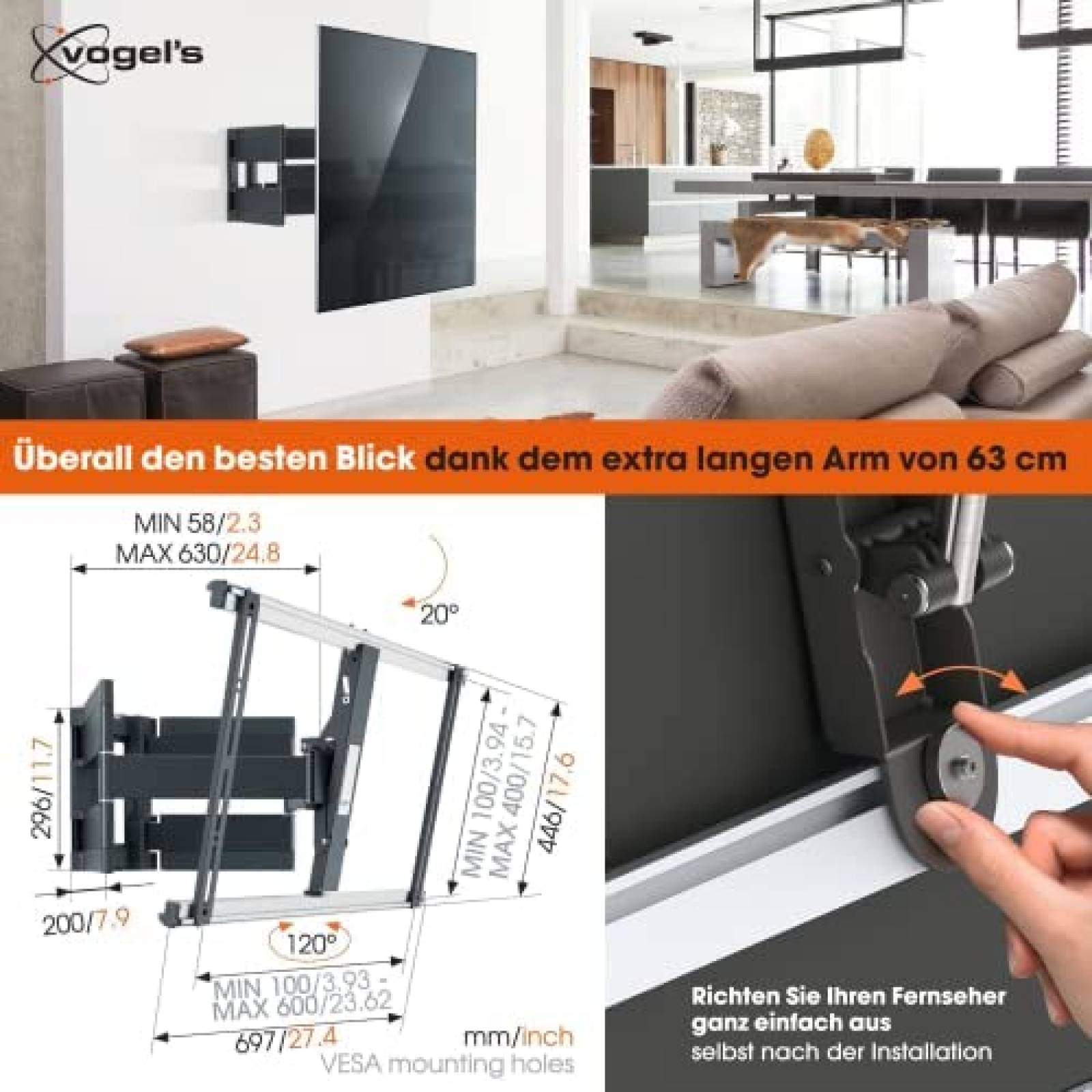 Soporte para TV Vogel's THIN 550 40 a 100'' Max 70Kg -Negro