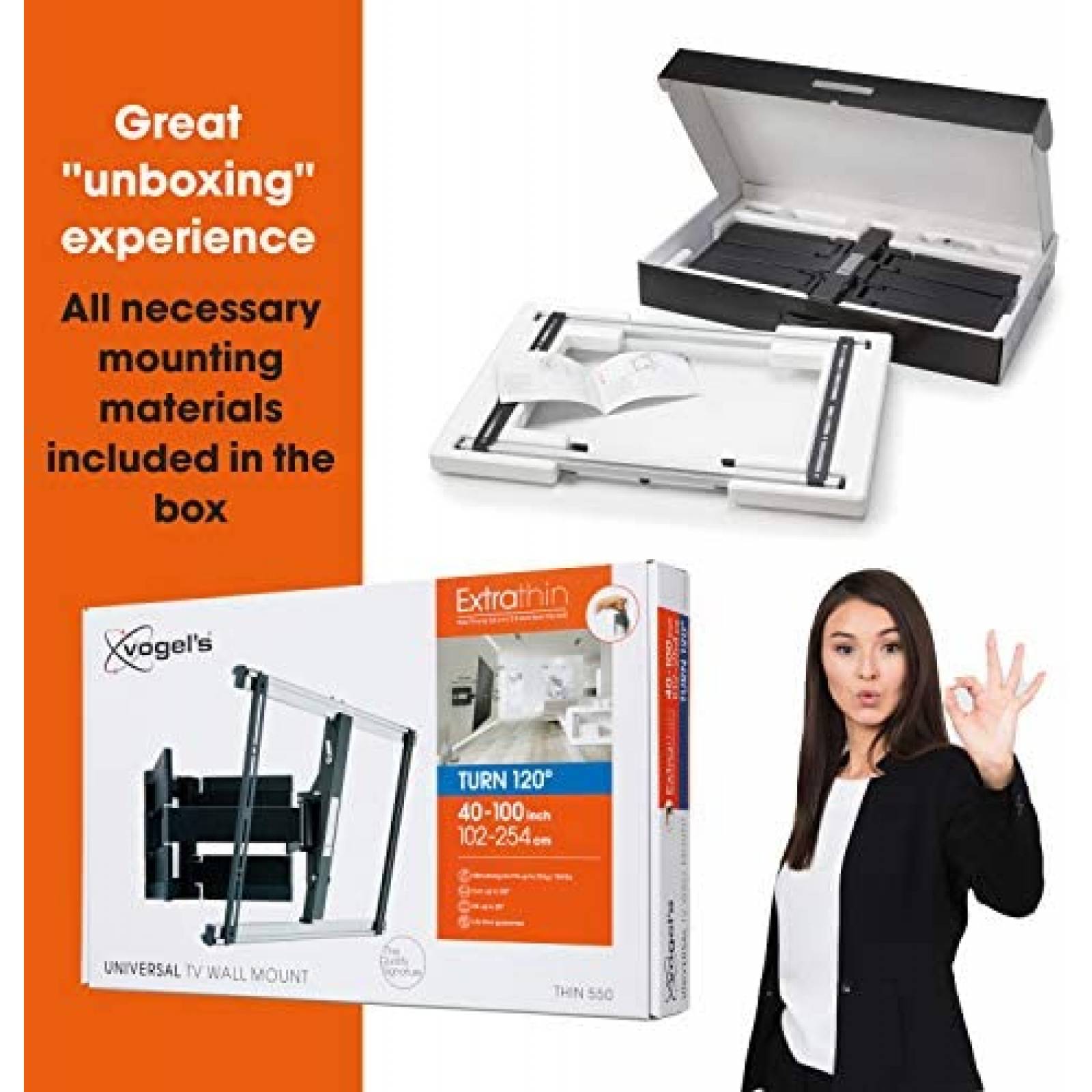 Soporte para TV Vogel's THIN 550 40 a 100'' Max 70Kg -Negro