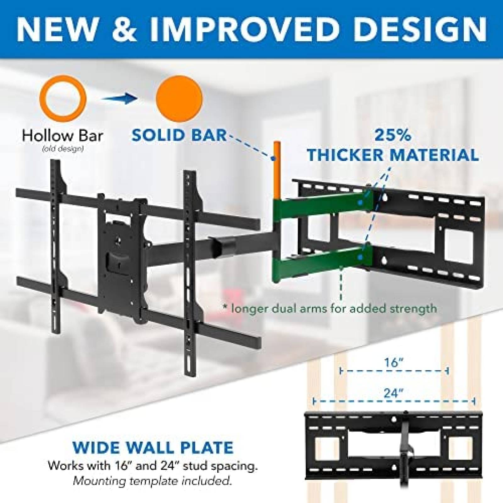 Soporte de Pared Mount-It! TV 40-80" hasta 50 kgs -Negro
