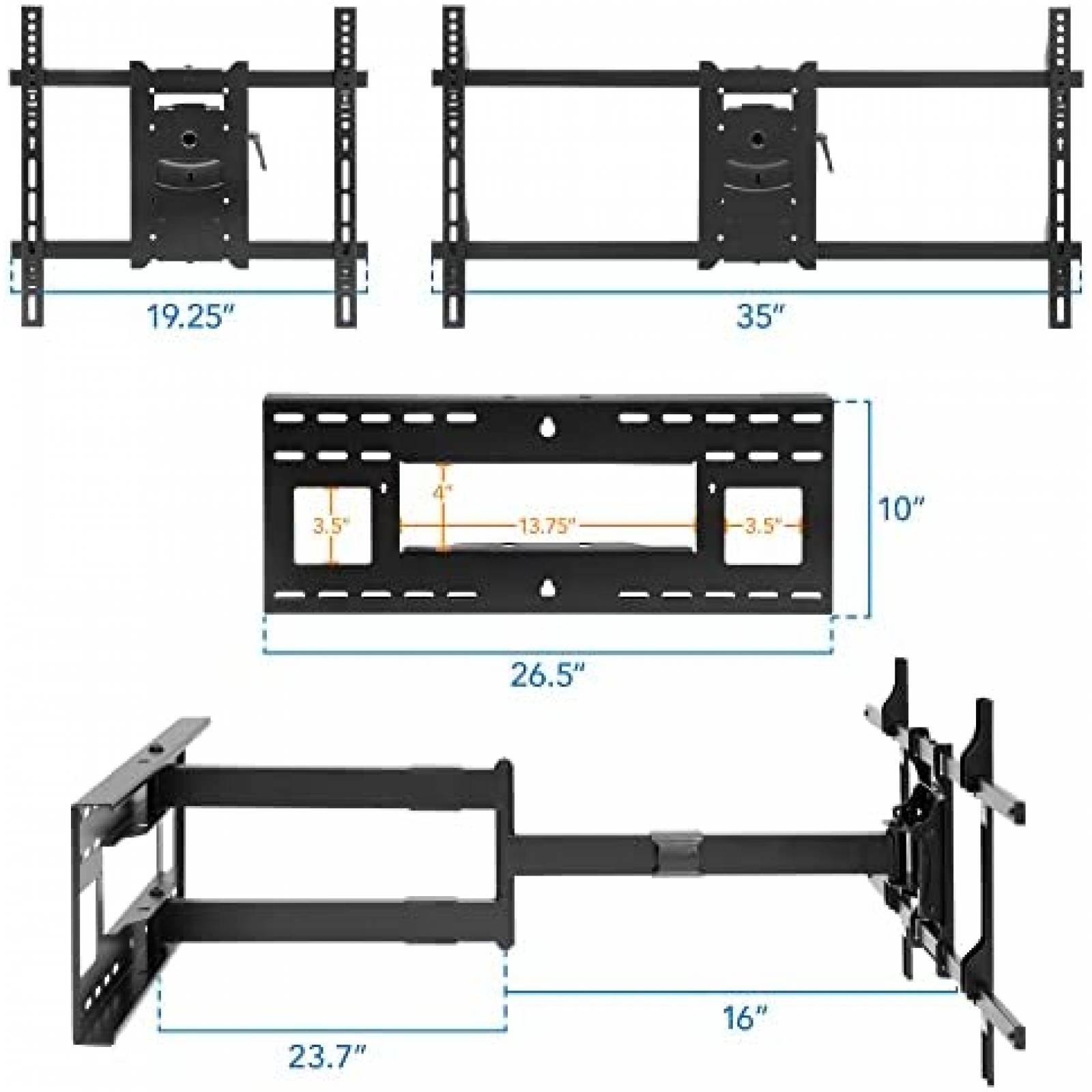 Soporte de Pared Mount-It! TV 40-80" hasta 50 kgs -Negro