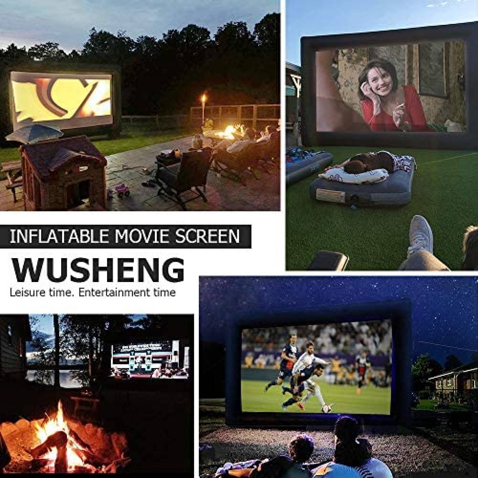 Pantalla Proyector WUSHENG 6m Lavable con Soplador -Negro