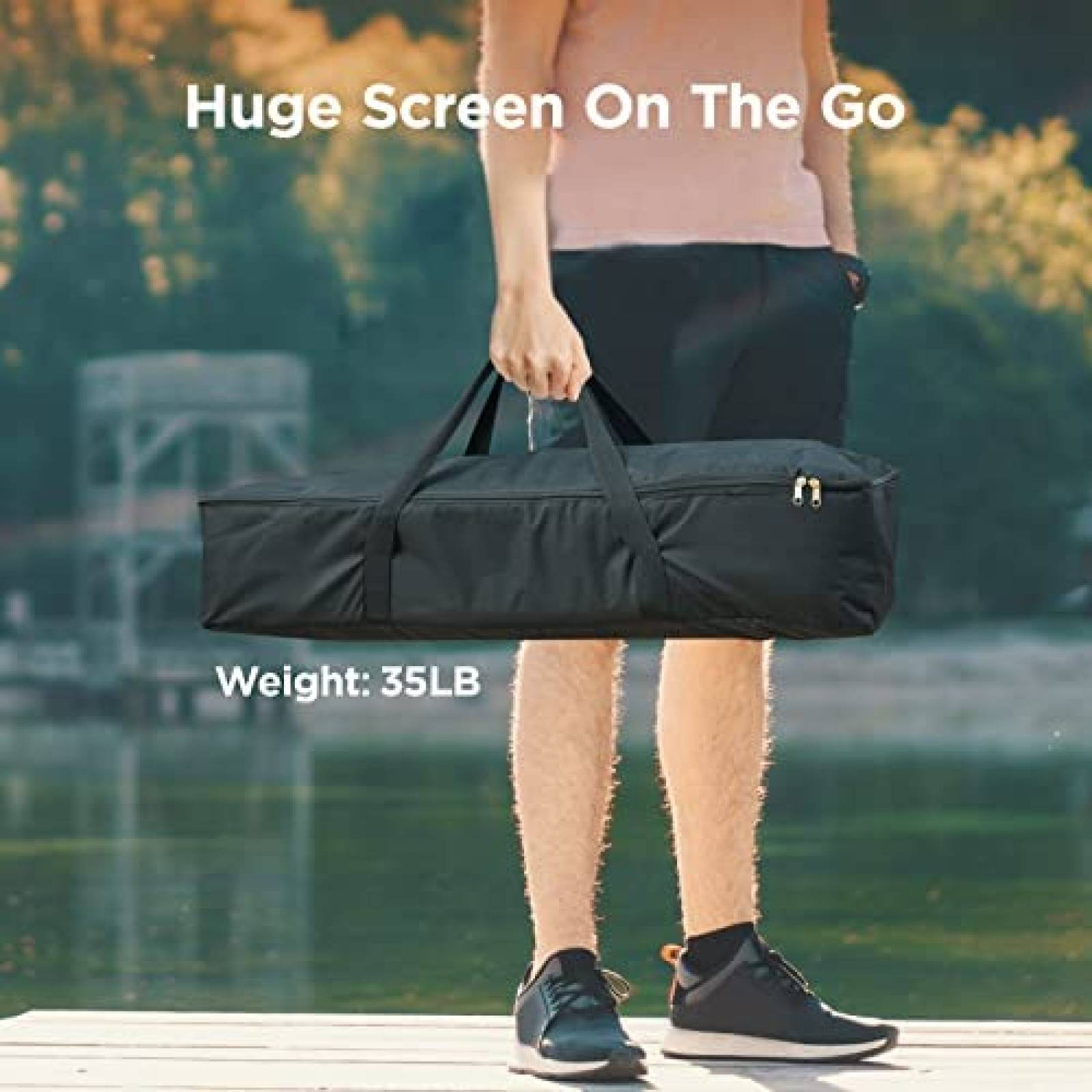 Pantalla Proyector POKITTER 3m 3 Capas con Soporte -Blanco