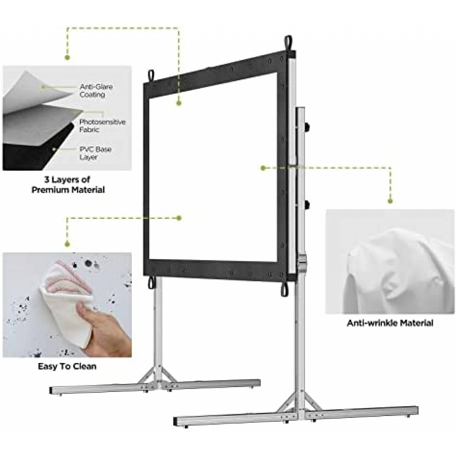 Pantalla Proyector POKITTER 3m 3 Capas con Soporte -Blanco