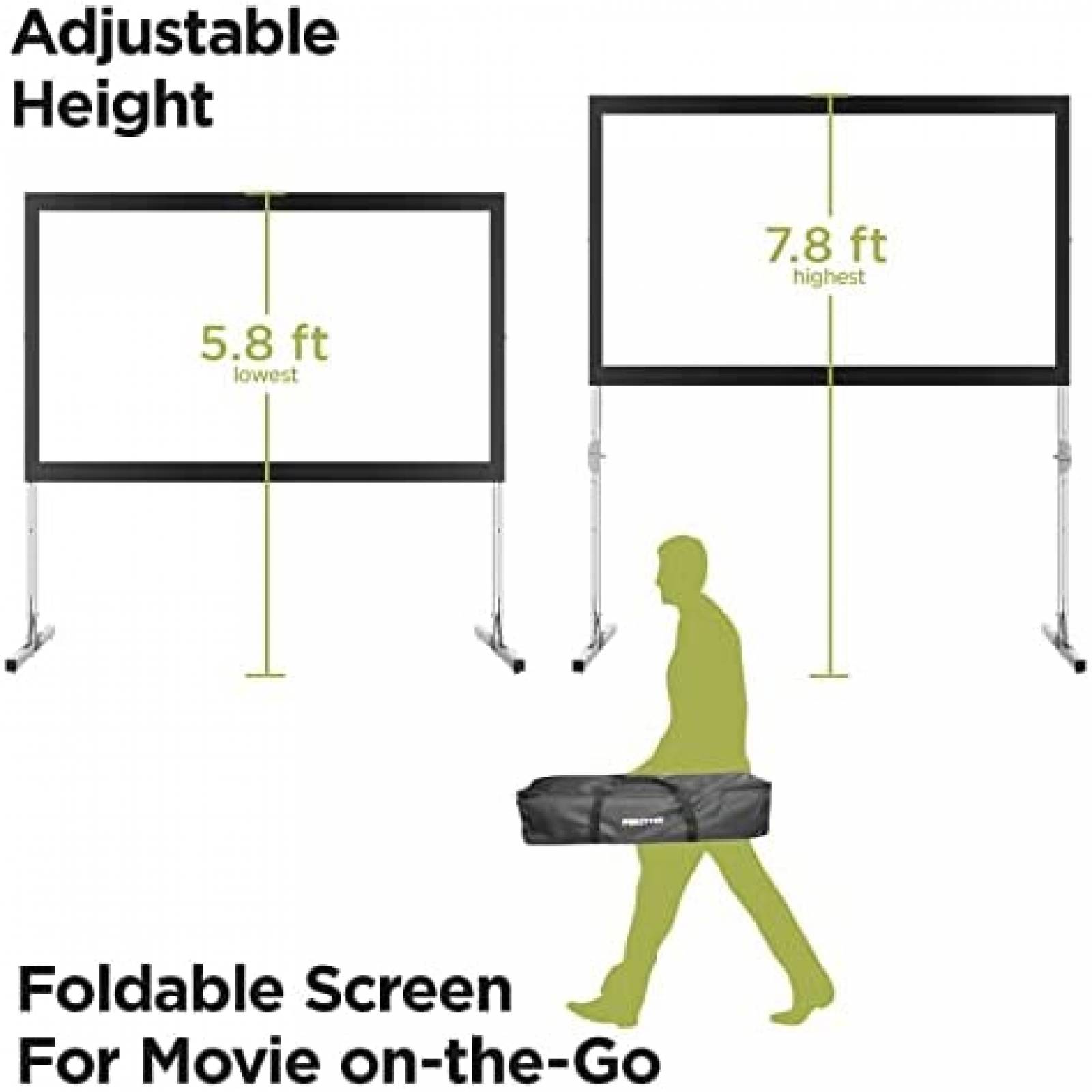 Pantalla Proyector POKITTER 3m 3 Capas con Soporte -Blanco